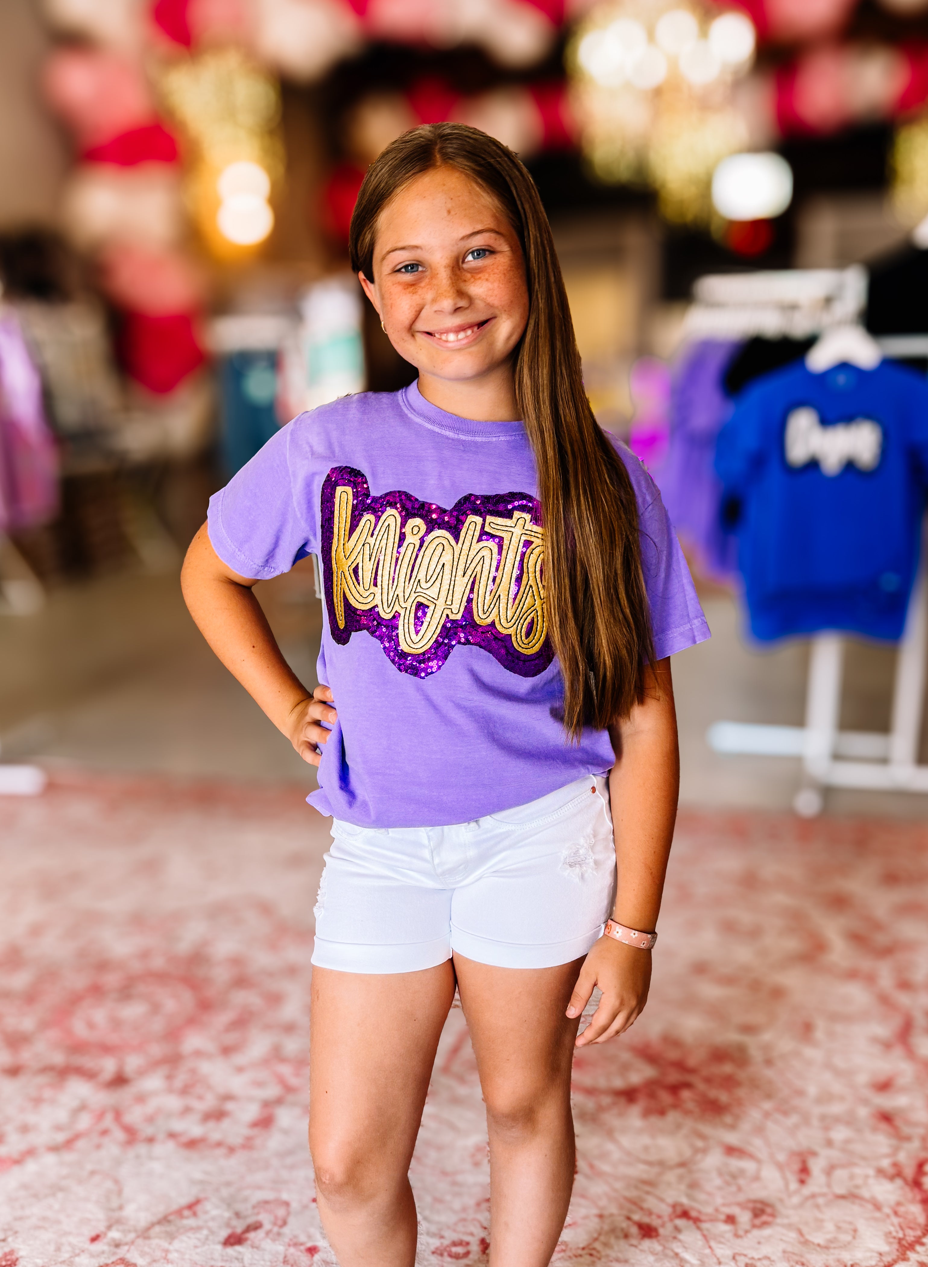 Girls Knights Sequin Applique Tee-JAG Graphic Tops-Dear Me Southern Boutique, located in DeRidder, Louisiana