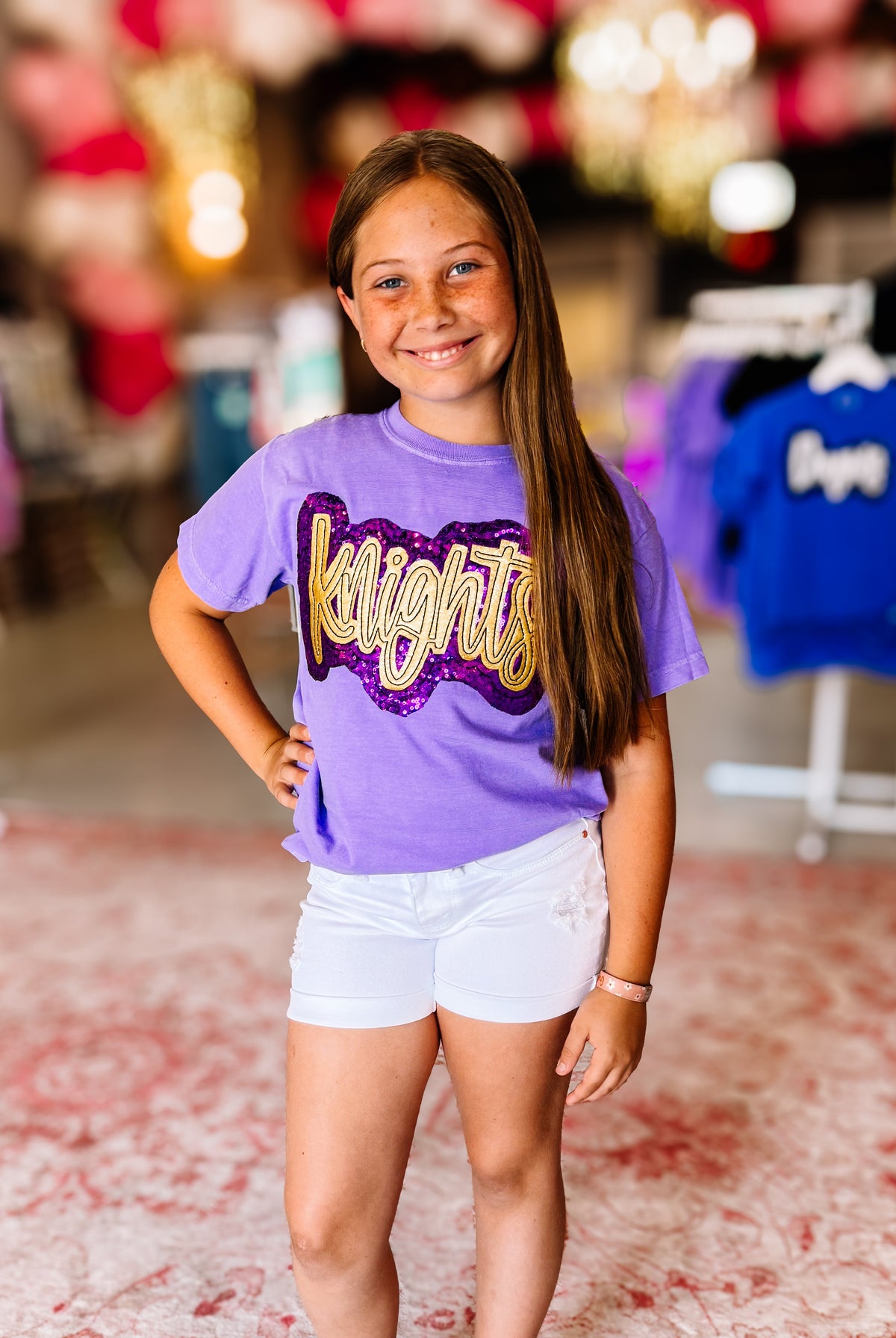 Girls Knights Sequin Applique Tee-Kids Clothing-Dear Me Southern Boutique, located in DeRidder, Louisiana