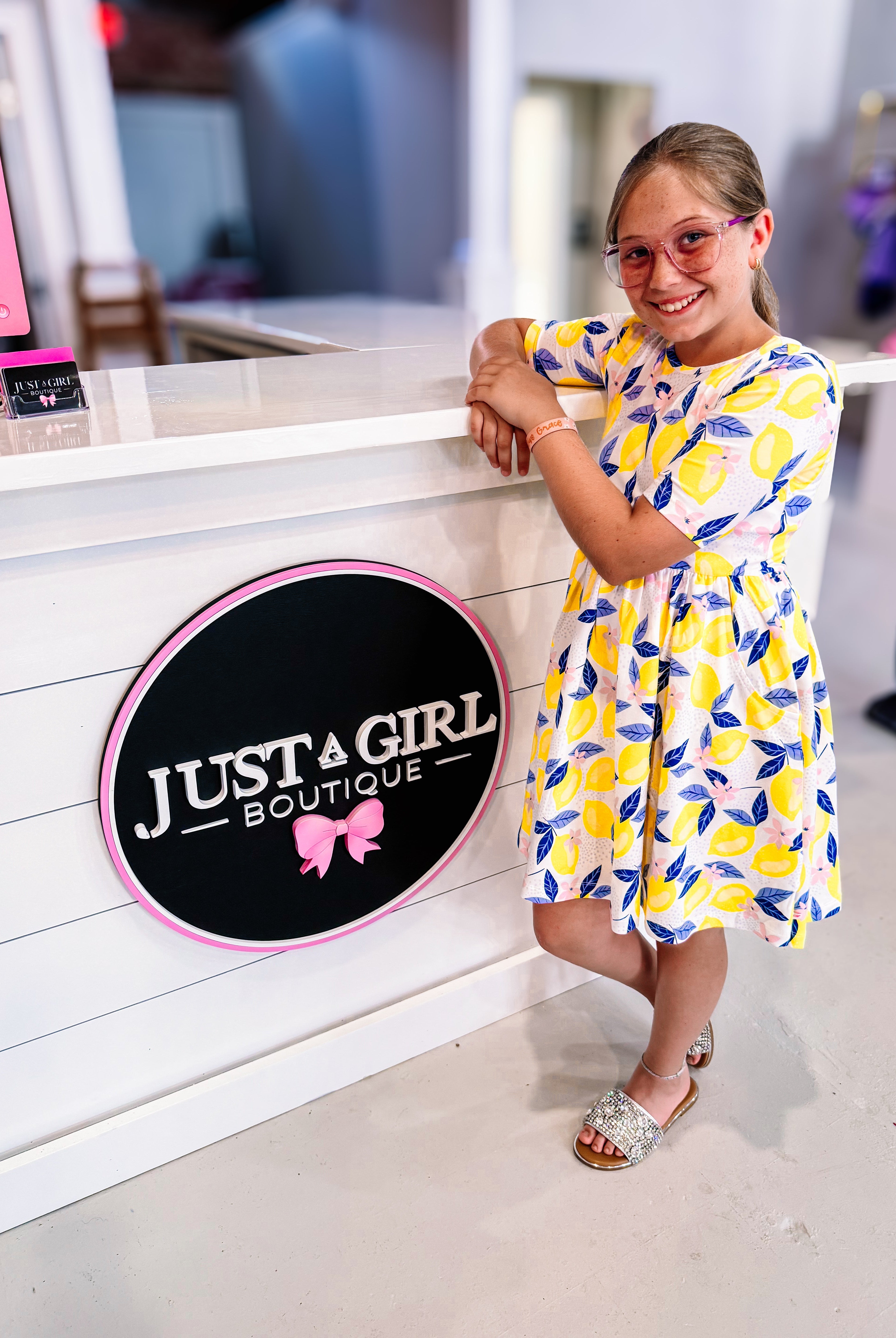 Girls Lemon Capri Knit Twirl Dress-JAG Dresses-Dear Me Southern Boutique, located in DeRidder, Louisiana