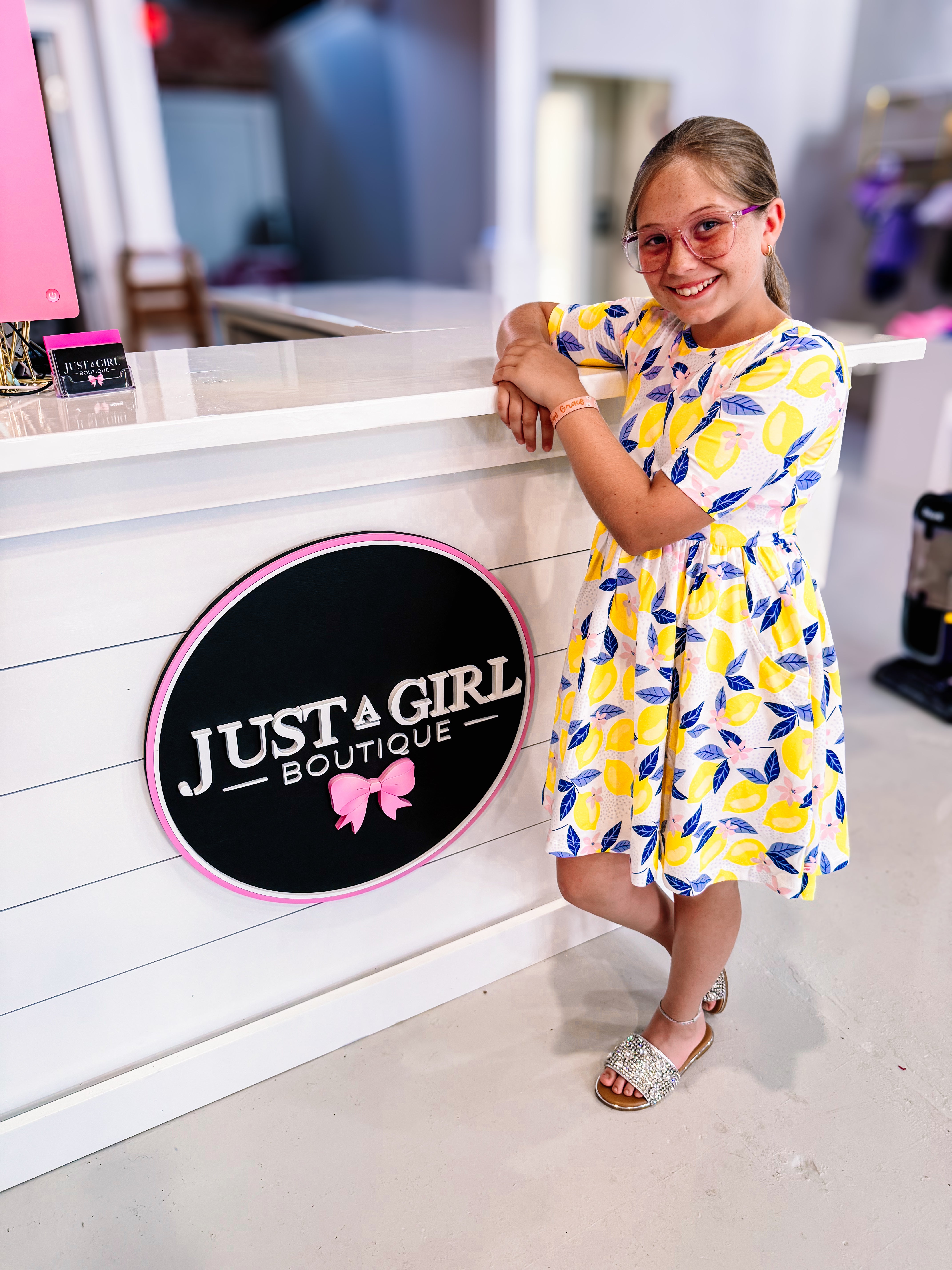 Girls Lemon Capri Knit Twirl Dress-JAG Dresses-Dear Me Southern Boutique, located in DeRidder, Louisiana