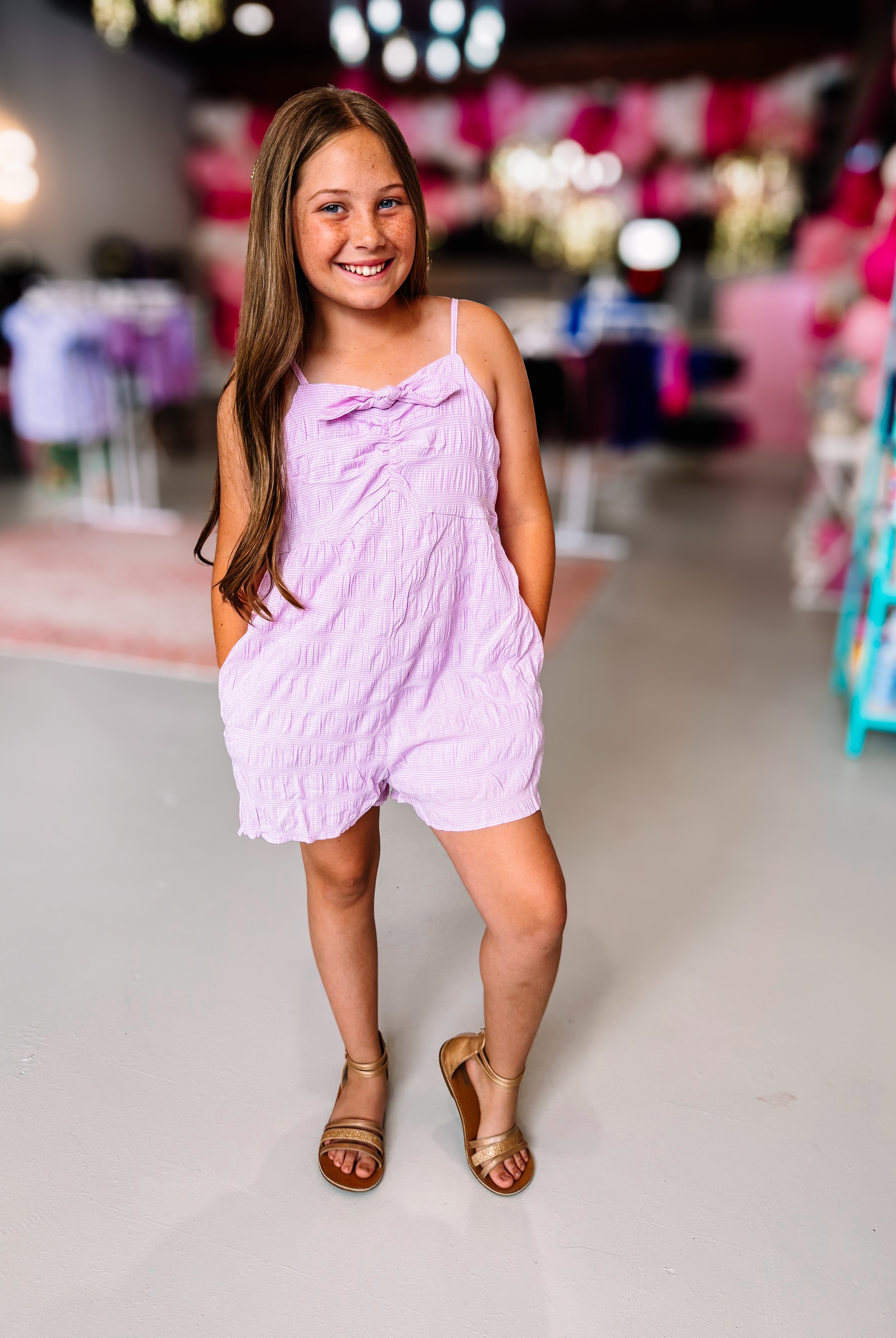 Girls Lilac Lovin’ Bow-Tied Beauty Romper-JAG Rompers-Dear Me Southern Boutique, located in DeRidder, Louisiana