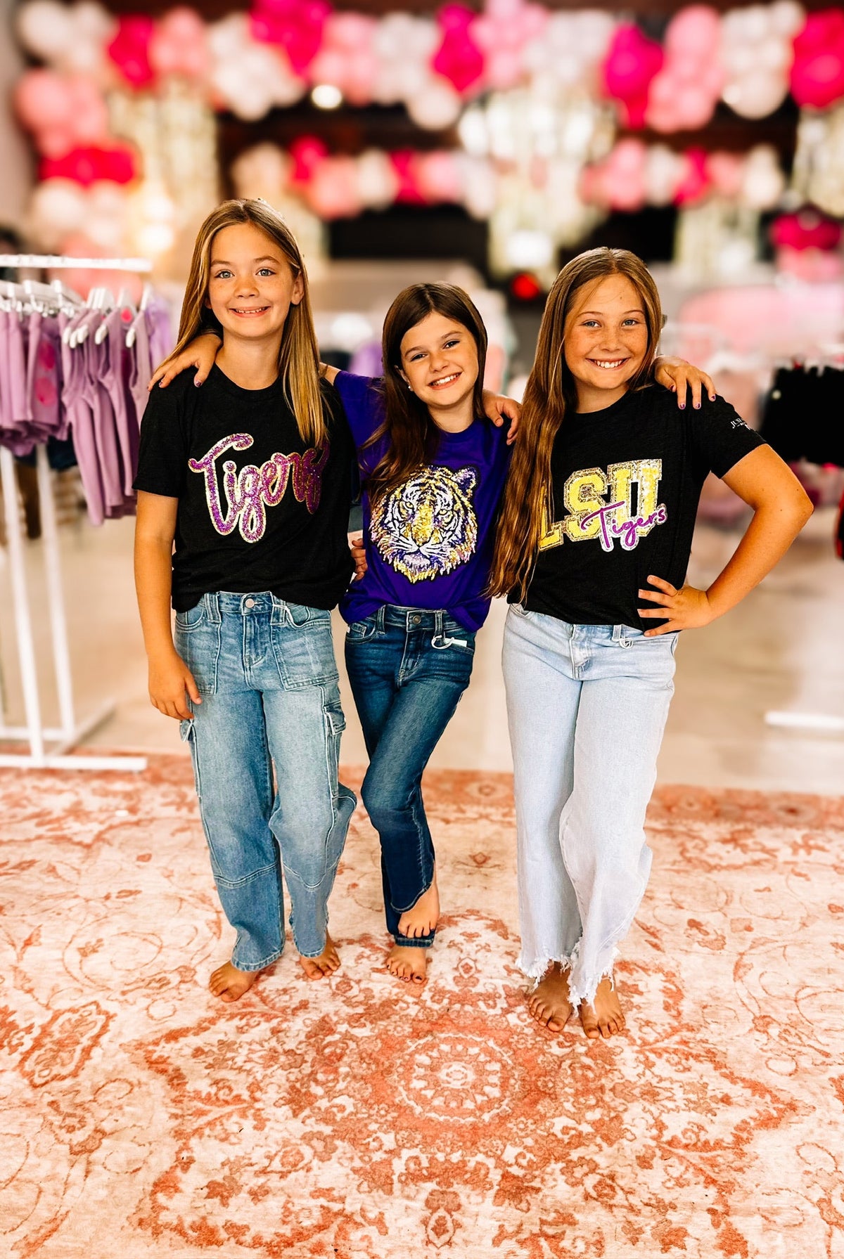 Girls Louisiana Tigers Sequin Tee-Kids Clothing-Dear Me Southern Boutique, located in DeRidder, Louisiana