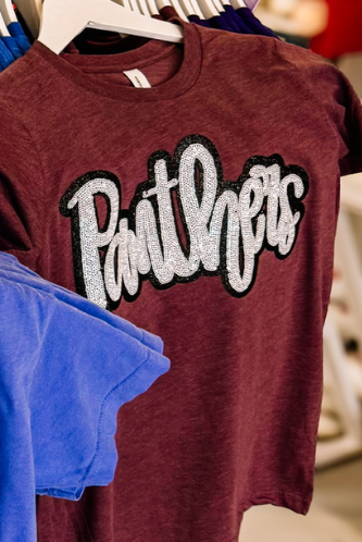 Girls Panthers Sequin Tee-JAG Graphic Tops-Dear Me Southern Boutique, located in DeRidder, Louisiana