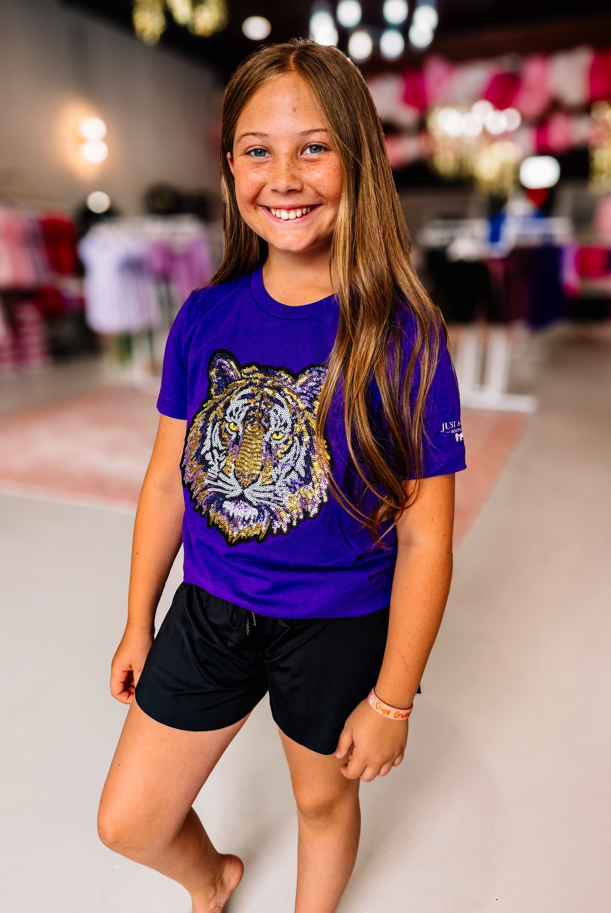 Girls Tiger Head Sequin Tee-Kids Clothing-Dear Me Southern Boutique, located in DeRidder, Louisiana