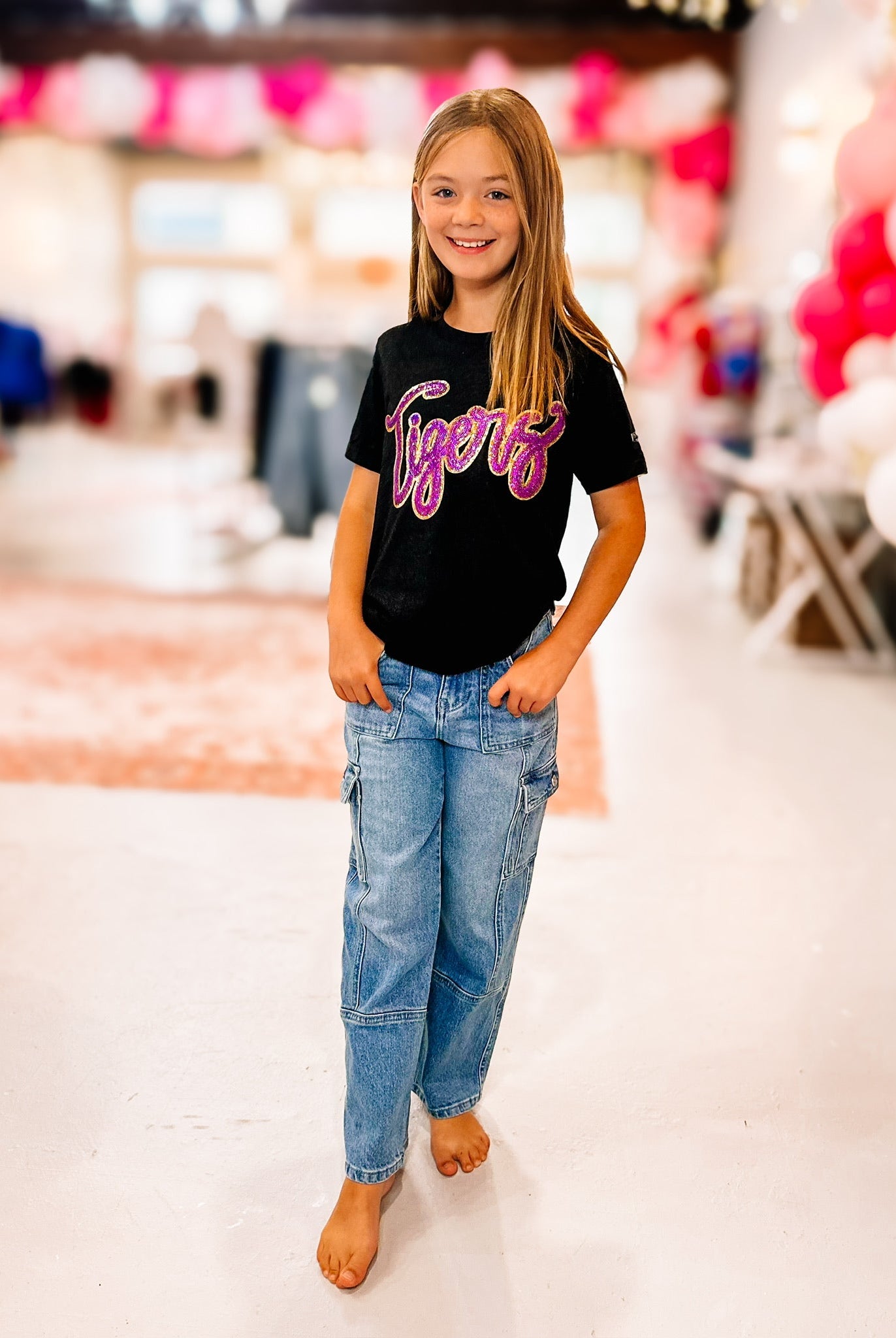 Girls Tigers Sequin Tee-JAG Graphic Tops-Dear Me Southern Boutique, located in DeRidder, Louisiana