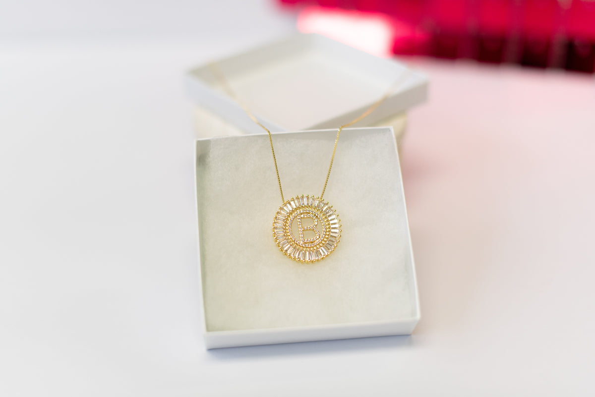 Glam Initial Necklace - Gold-Presales-Dear Me Southern Boutique, located in DeRidder, Louisiana