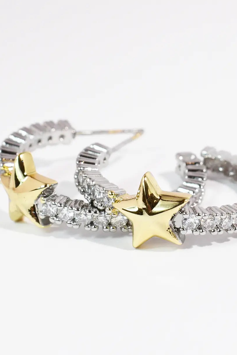 Glam Star Hoop Earrings-Jewelry - Earrings-Dear Me Southern Boutique, located in DeRidder, Louisiana