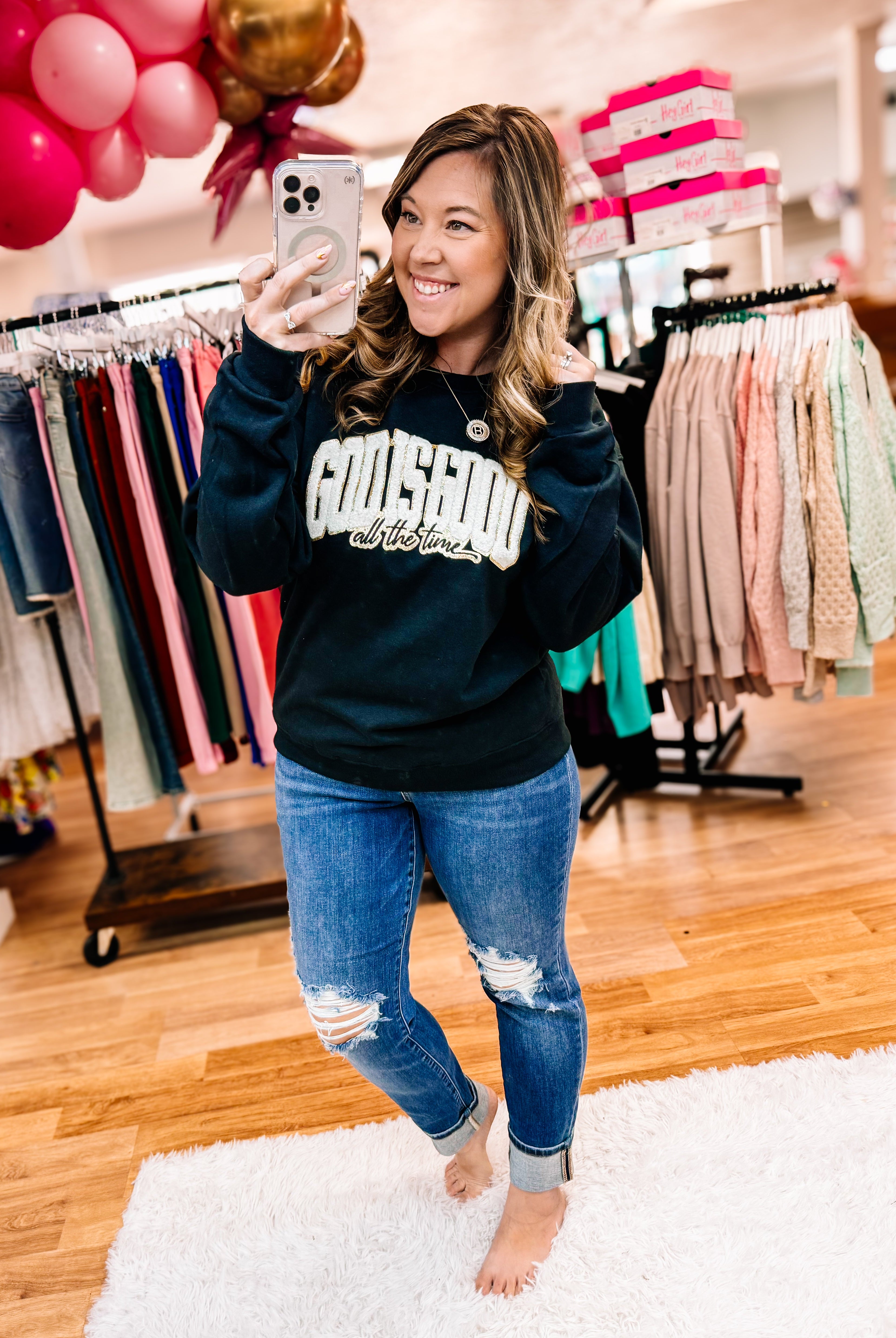 God is Good Pullover-Graphic Tops-Dear Me Southern Boutique, located in DeRidder, Louisiana