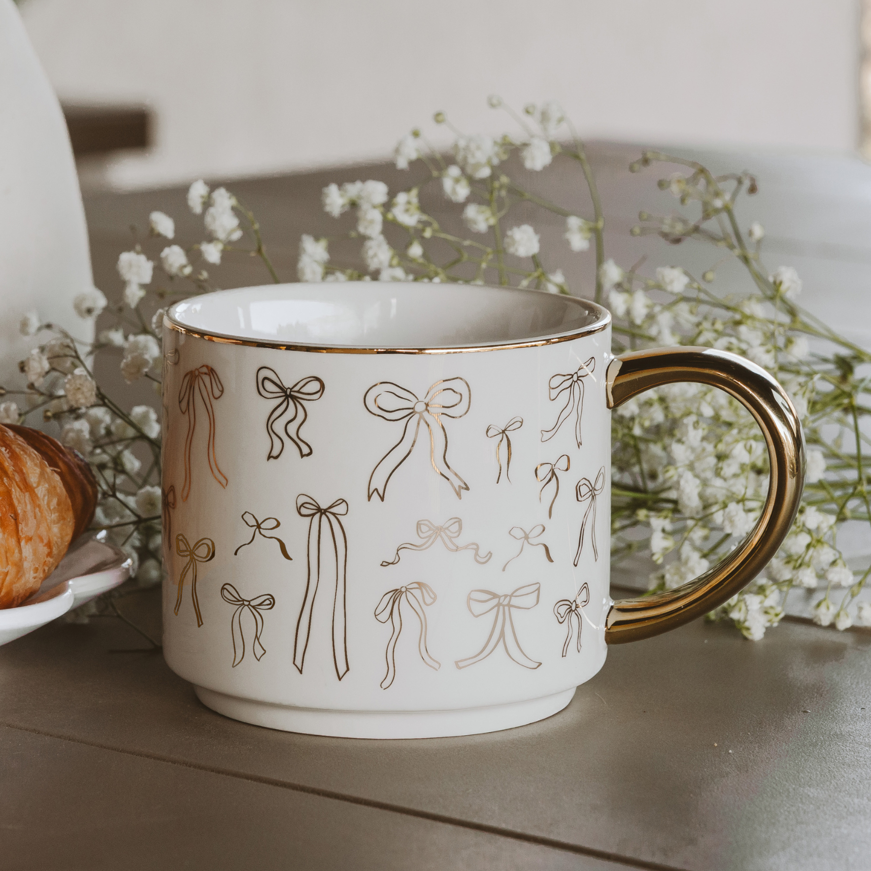 Gold Bows Coffee Mug-Coffee Mug-Dear Me Southern Boutique, located in DeRidder, Louisiana