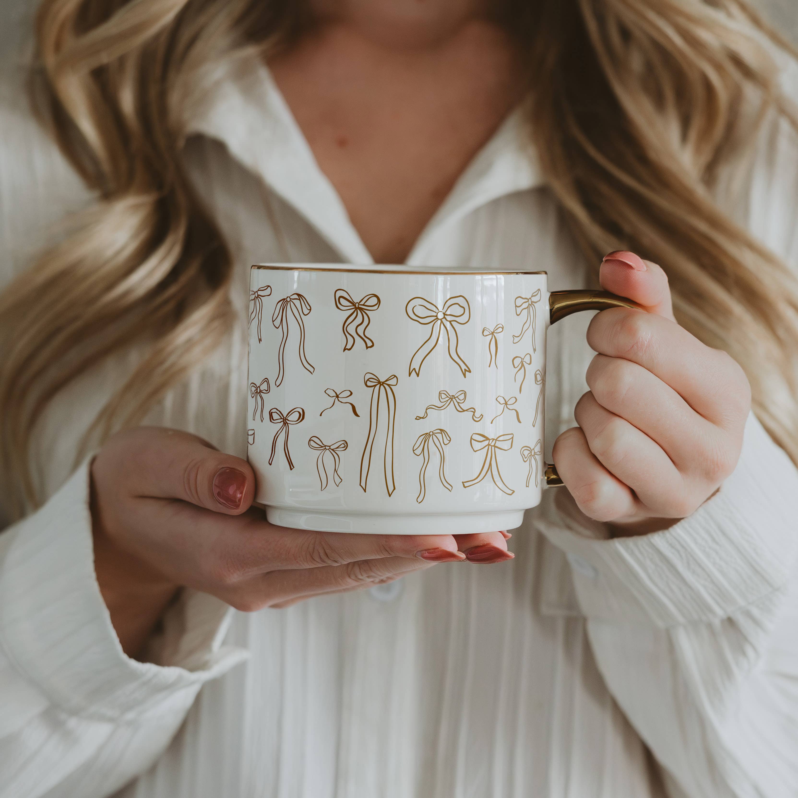 Gold Bows Coffee Mug-Coffee Mug-Dear Me Southern Boutique, located in DeRidder, Louisiana