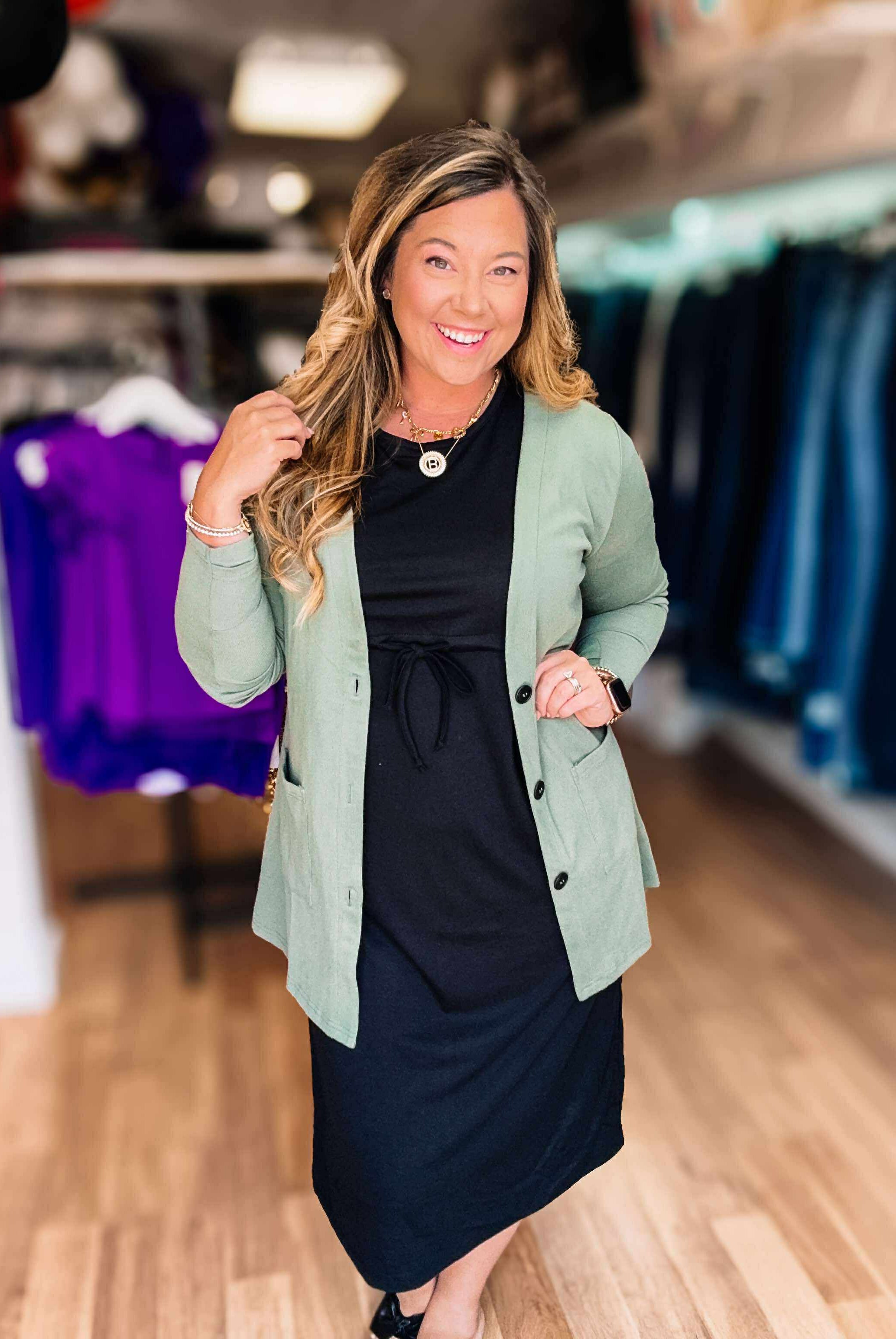 Gracelynn Midi Dress - Black-Dresses-Dear Me Southern Boutique, located in DeRidder, Louisiana