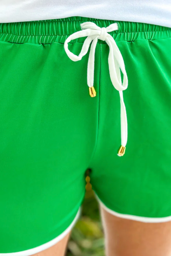 Green And White Everyday Shorts-Shorts-Dear Me Southern Boutique, located in DeRidder, Louisiana