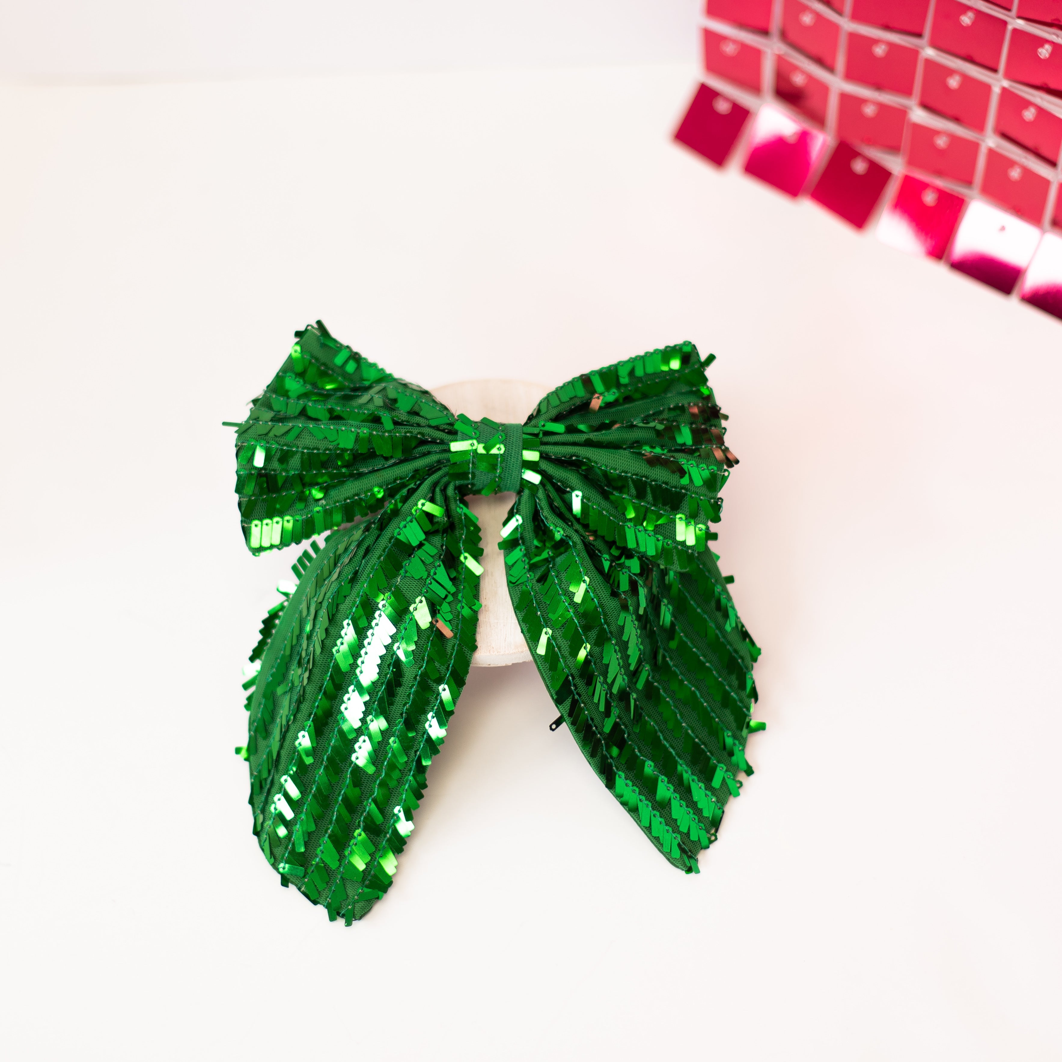 Green Shimmery Hair Bow-Hair Clips-Dear Me Southern Boutique, located in DeRidder, Louisiana