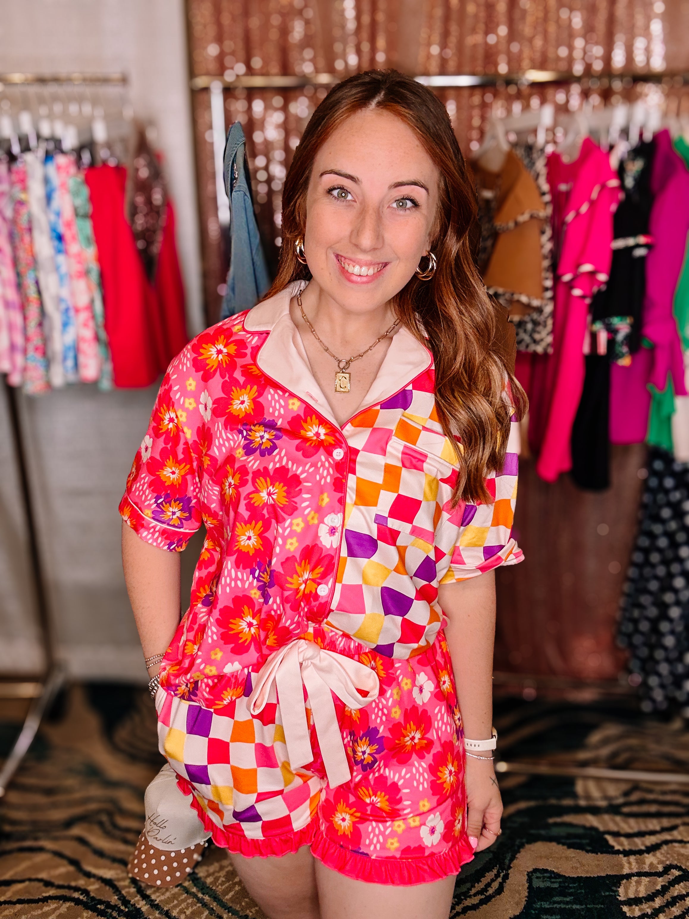 Groovy Garden Ruffle Pajama-Dear Me Southern Boutique, located in DeRidder, Louisiana