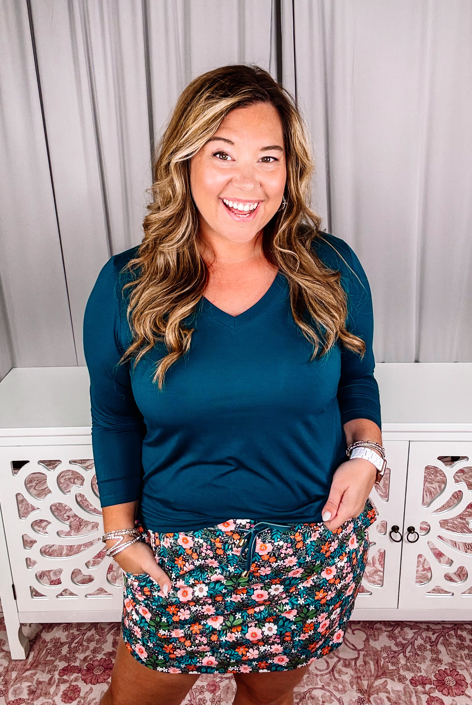 Gwen Florals Everyday Skort-Skort-Dear Me Southern Boutique, located in DeRidder, Louisiana