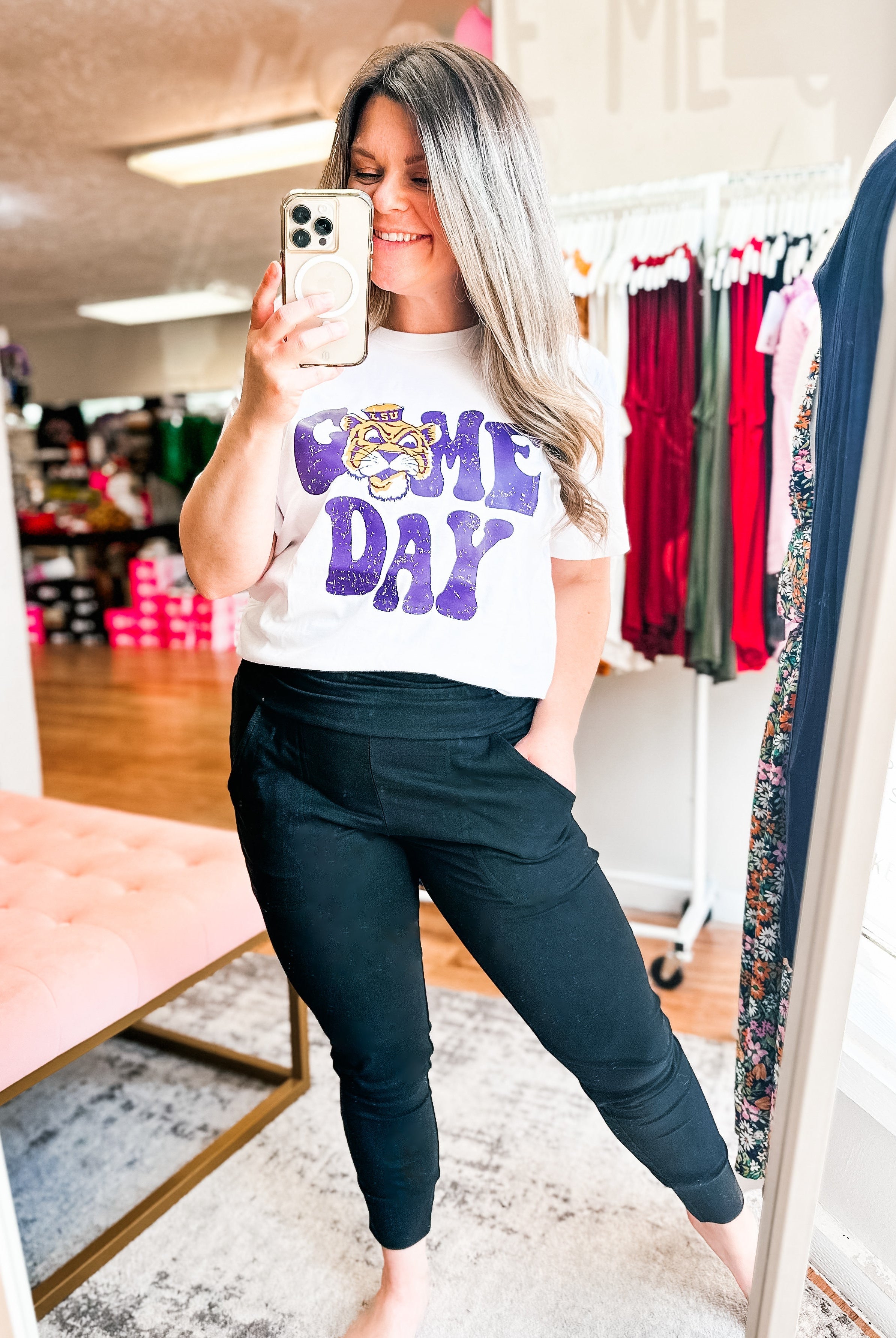 Haley Black Jogger Leggings-Leggings-Dear Me Southern Boutique, located in DeRidder, Louisiana