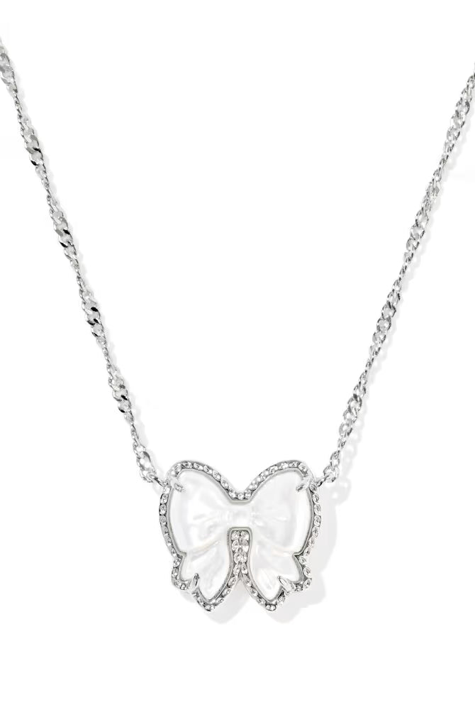 Haley Ivory Bow Necklace-Silver-Jewelry-Dear Me Southern Boutique, located in DeRidder, Louisiana
