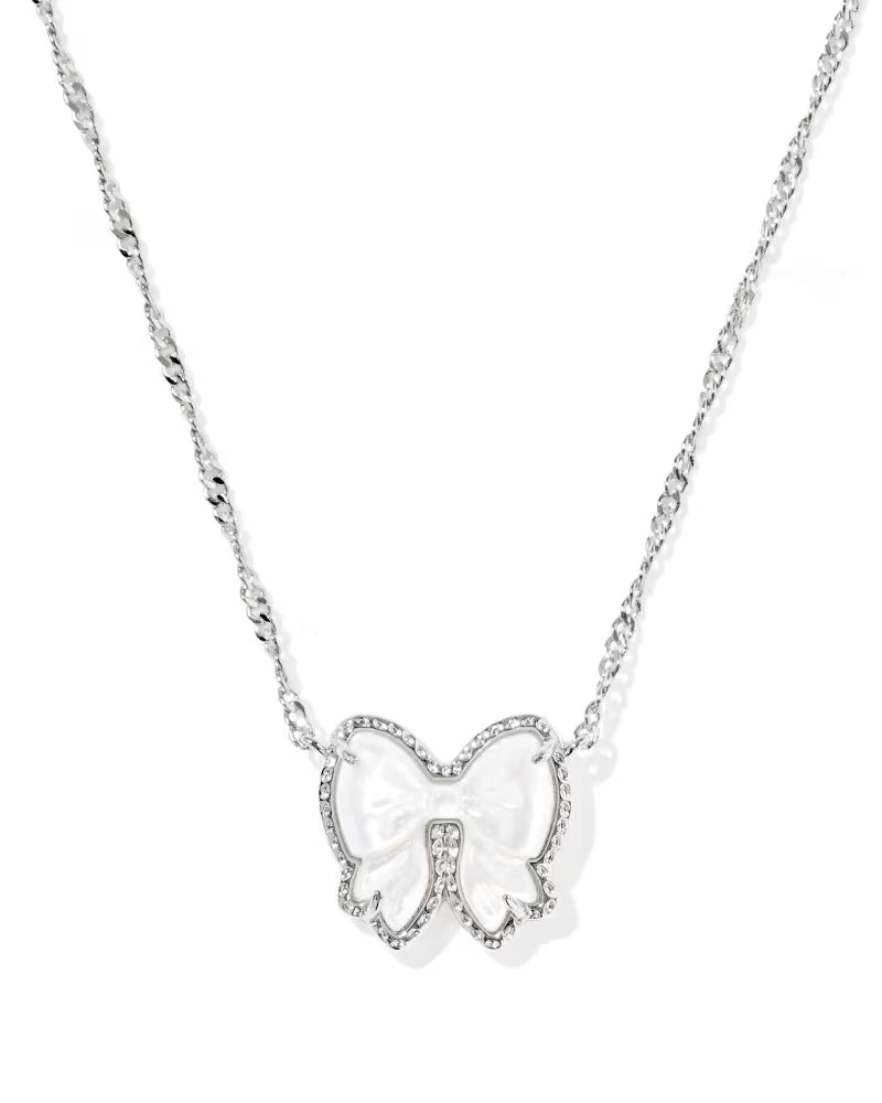 Haley Ivory Bow Necklace-Silver-Jewelry-Dear Me Southern Boutique, located in DeRidder, Louisiana