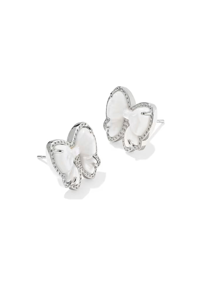 Haley Ivory Bow Stud Earrings-Silver-Jewelry-Dear Me Southern Boutique, located in DeRidder, Louisiana