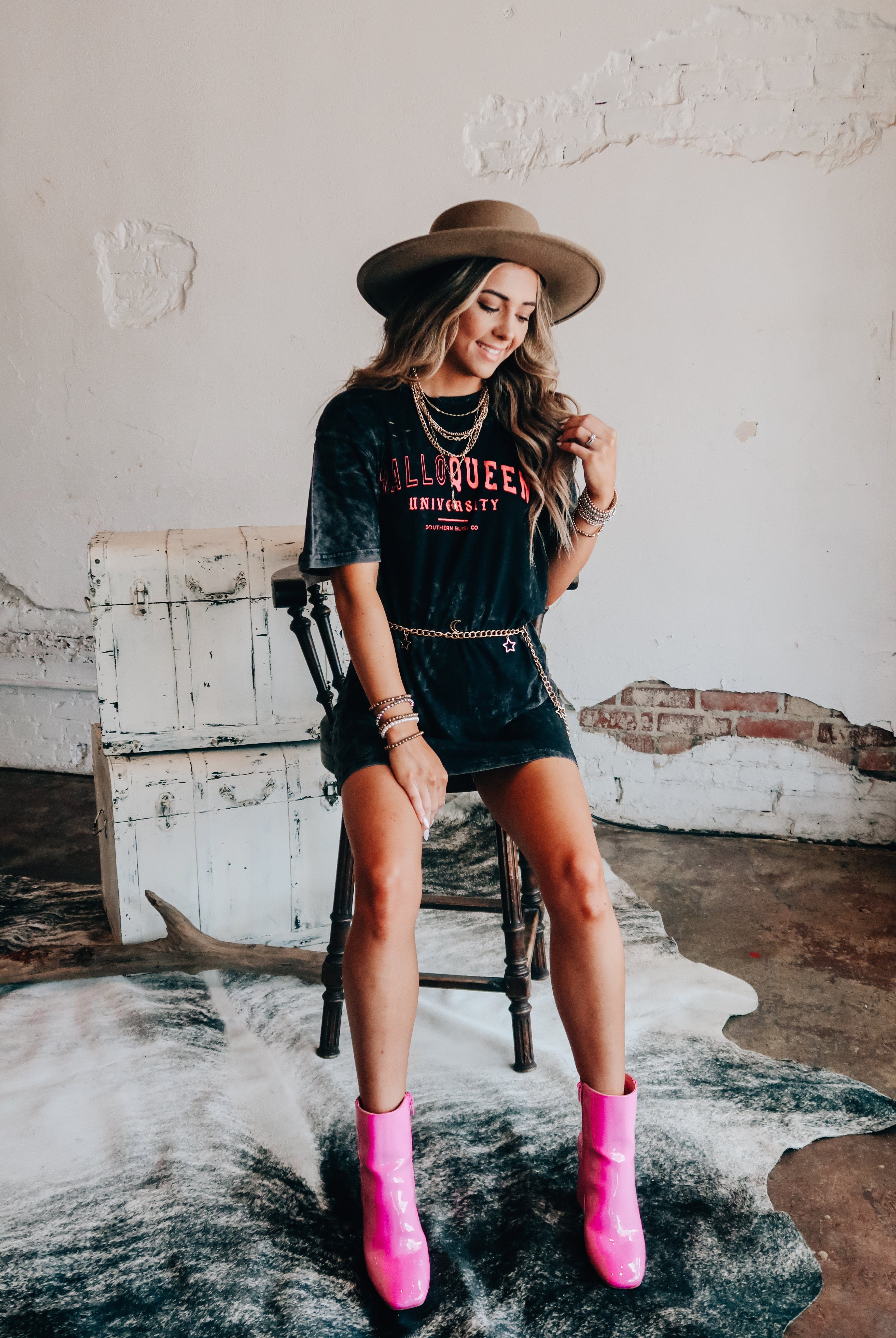 HalloQueen Black Mineral Wash Destroyed Tee-Dear Me Southern Boutique, located in DeRidder, Louisiana