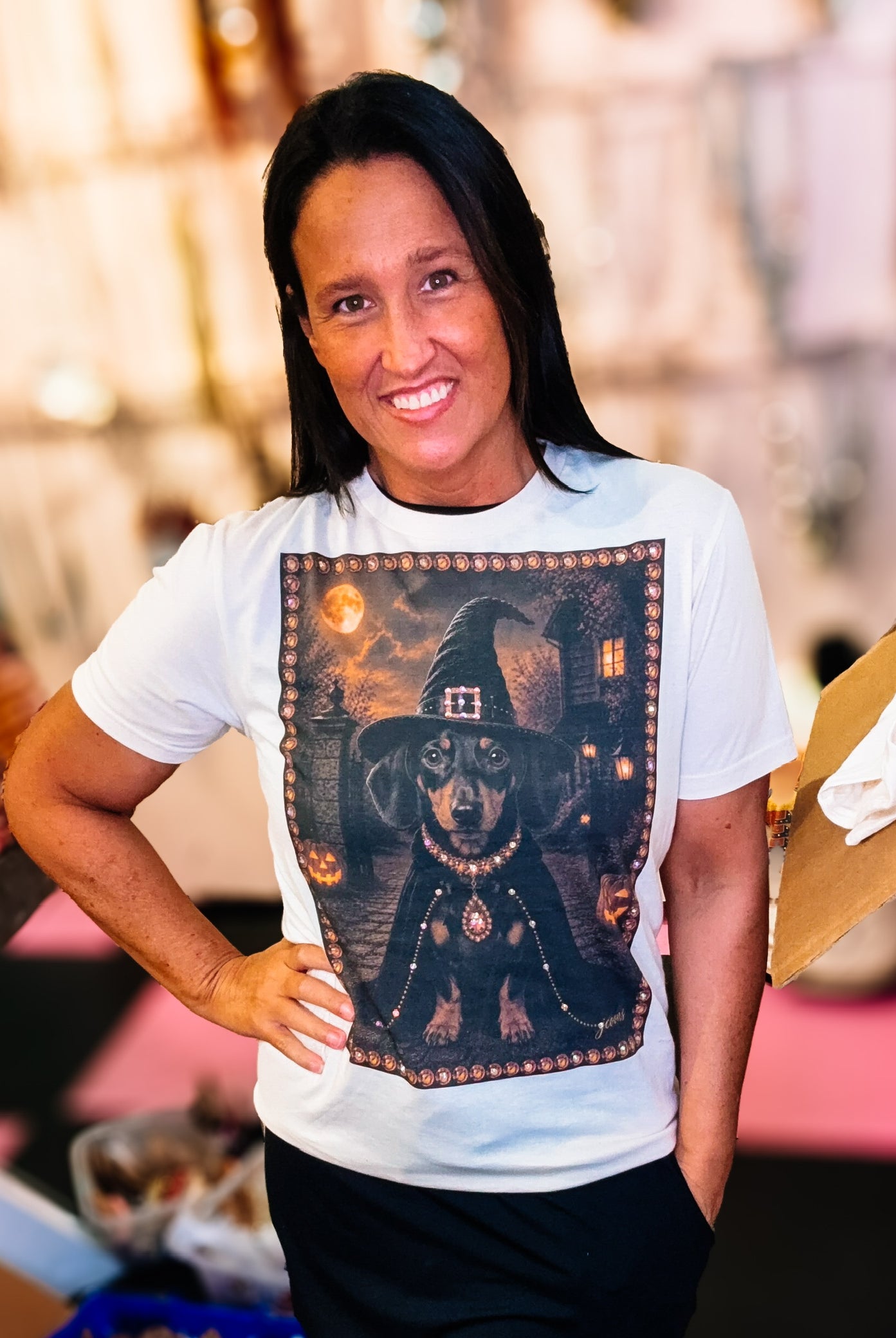 HalloWeenie Bougie Rhinestone Tee-Graphic Tees-Dear Me Southern Boutique, located in DeRidder, Louisiana