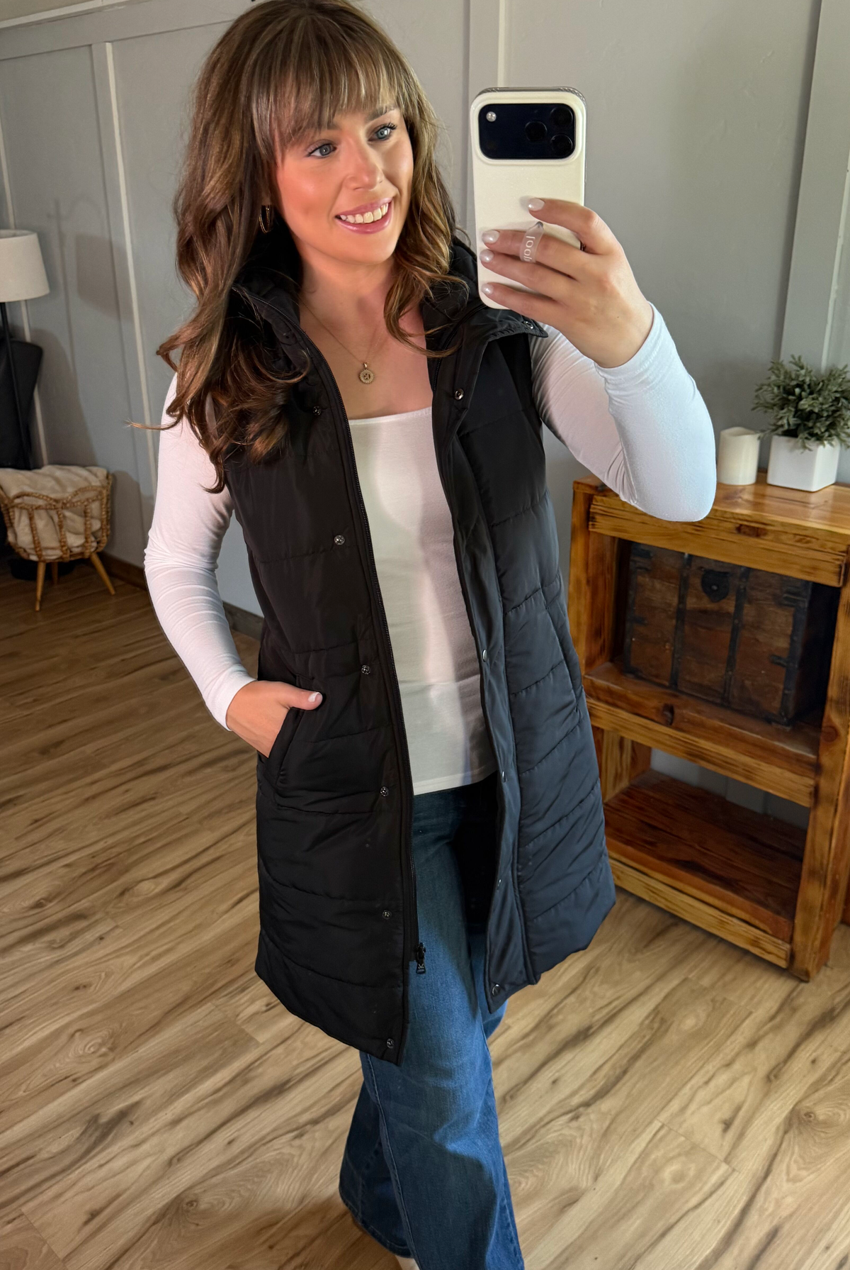 Harlow Long Vest - Black-Outerwear/Jackets/Shackets-Dear Me Southern Boutique, located in DeRidder, Louisiana