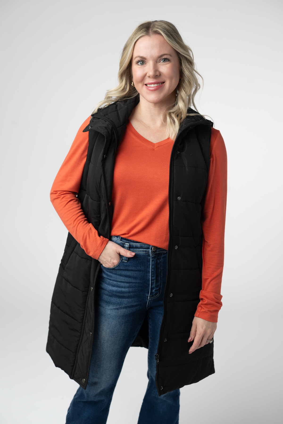 Harlow Long Vest - Black-clothing-Dear Me Southern Boutique, located in DeRidder, Louisiana