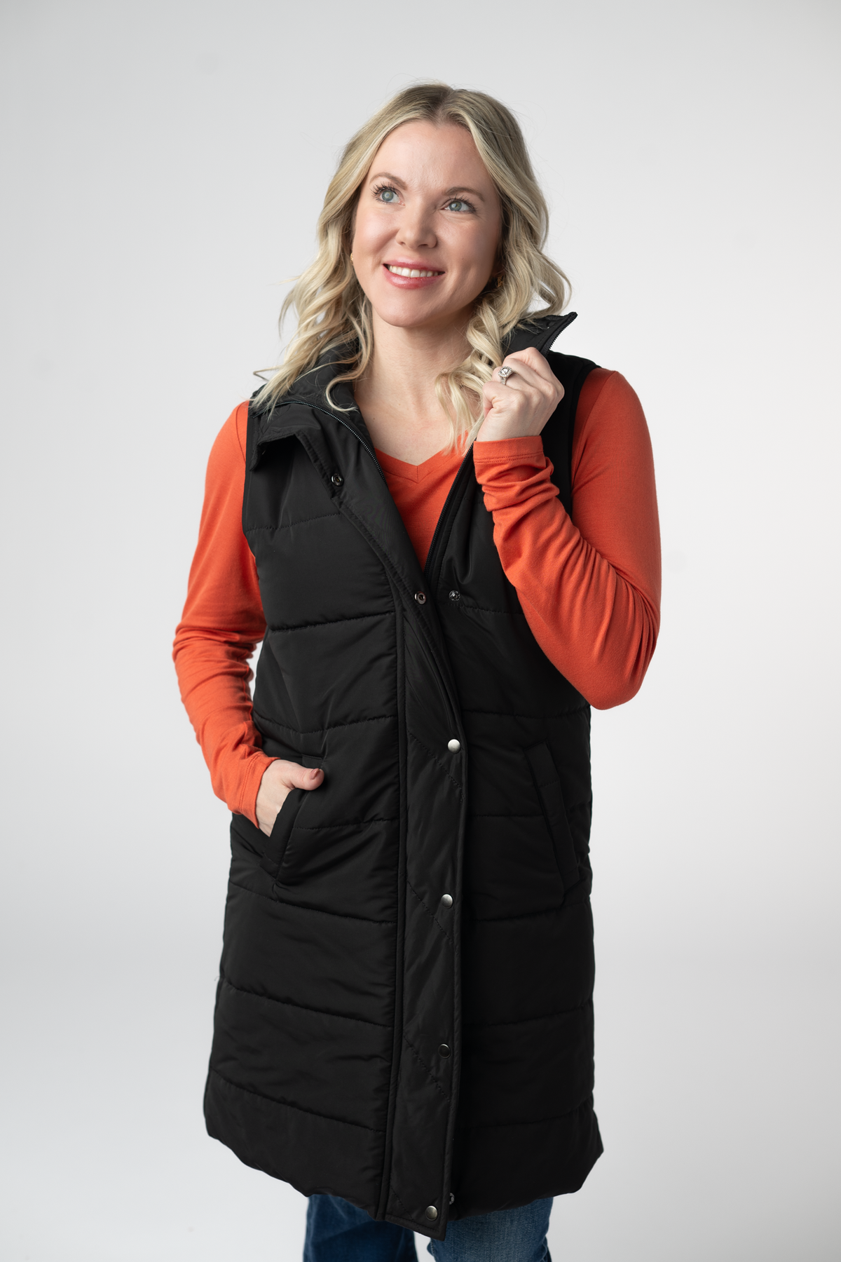 Harlow Long Vest - Black-clothing-Dear Me Southern Boutique, located in DeRidder, Louisiana