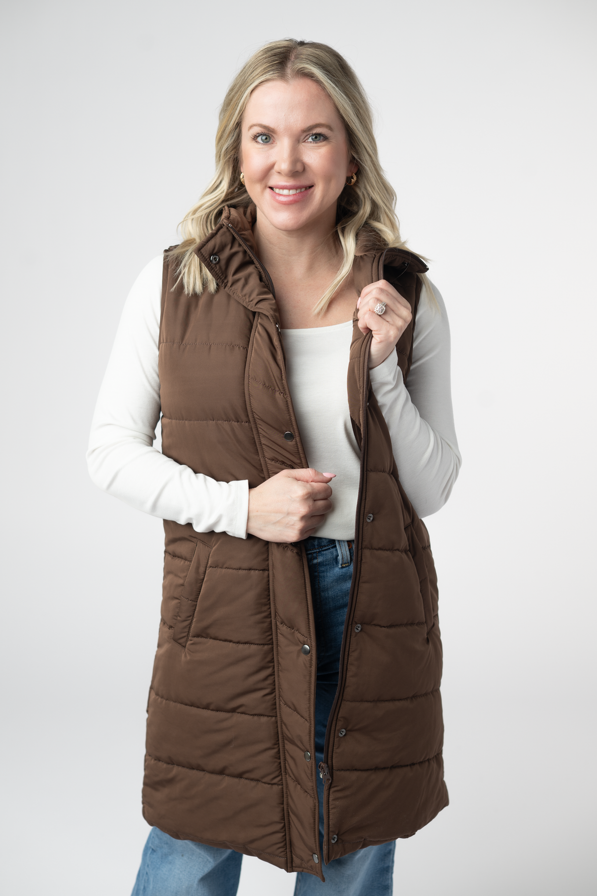 Harlow Long Vest - Brown-clothing-Dear Me Southern Boutique, located in DeRidder, Louisiana