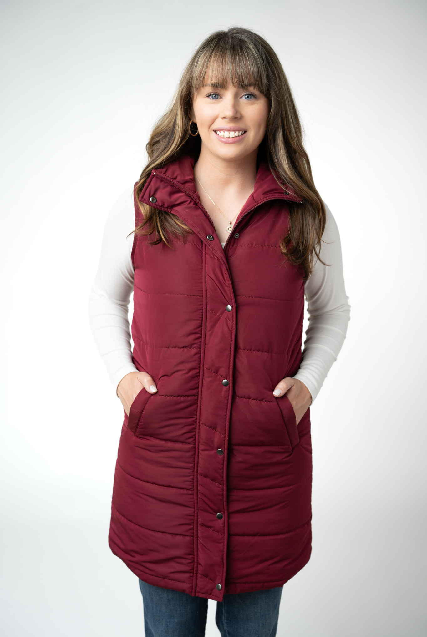 Harlow Long Vest - Burgundy-clothing-Dear Me Southern Boutique, located in DeRidder, Louisiana