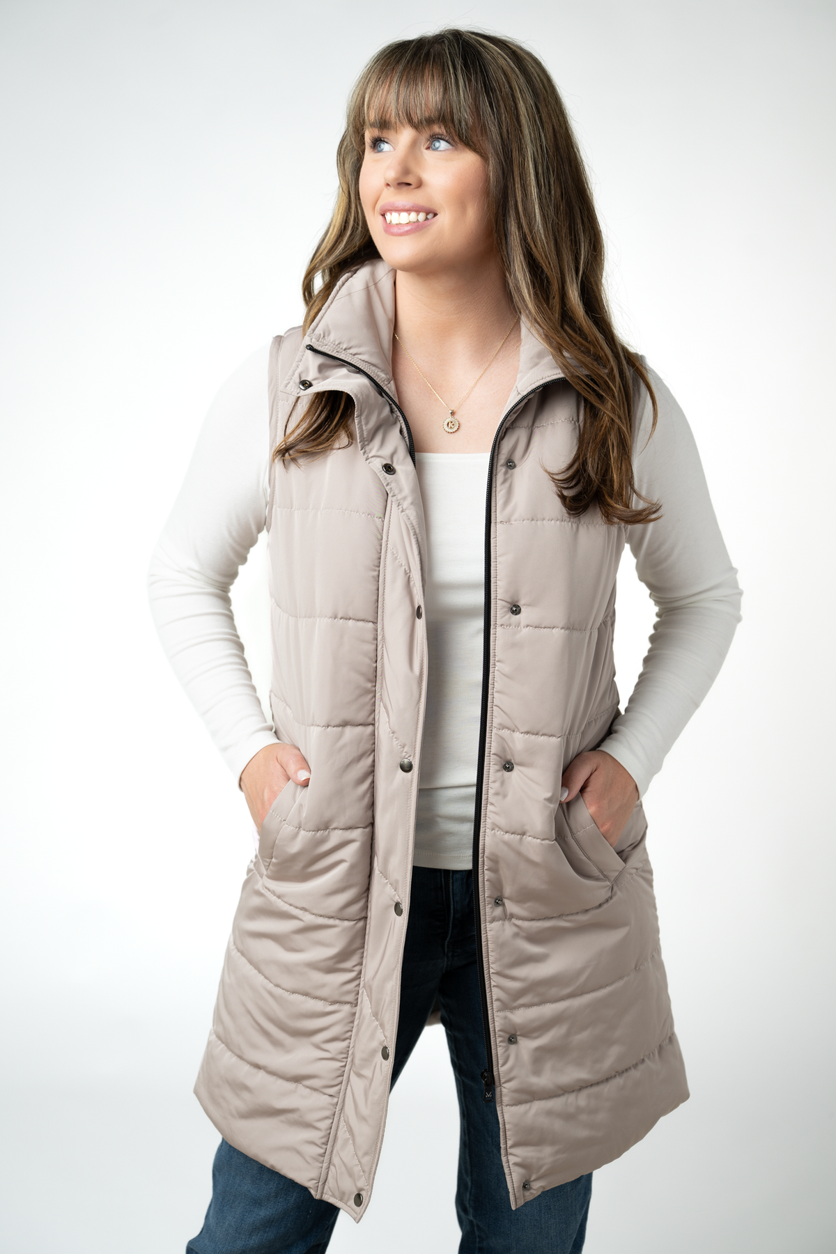 Harlow Long Vest - Latte-clothing-Dear Me Southern Boutique, located in DeRidder, Louisiana