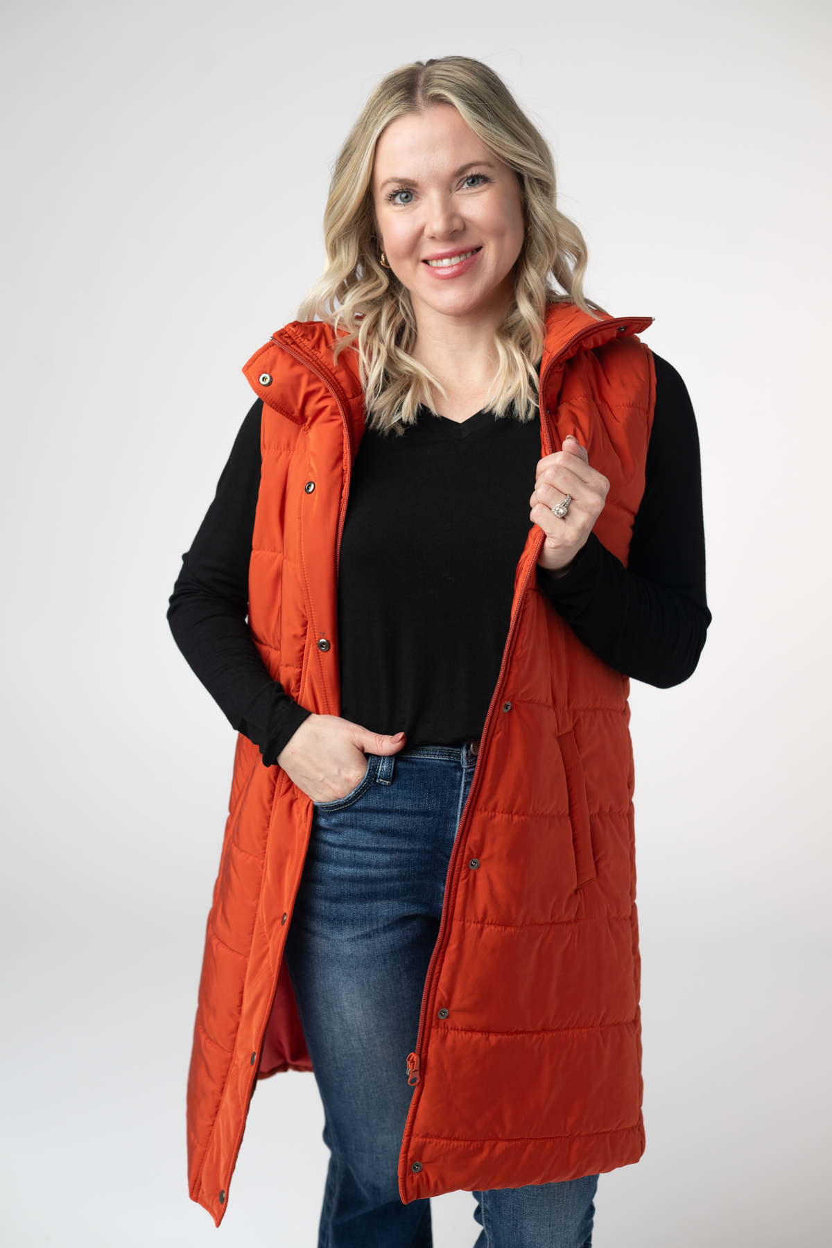 Harlow Long Vest - Pumpkin-clothing-Dear Me Southern Boutique, located in DeRidder, Louisiana