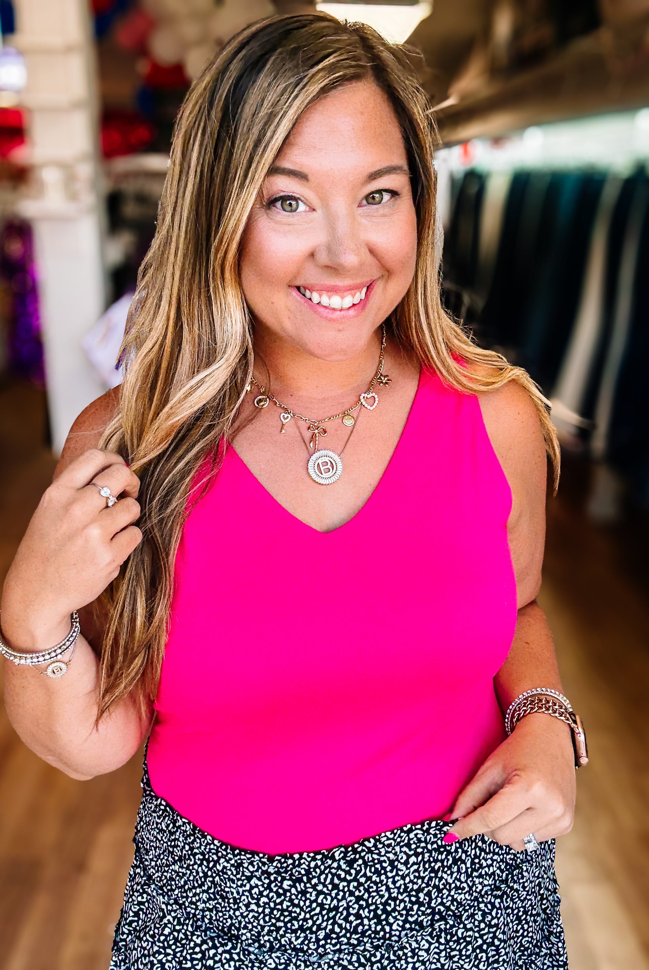 Haven Bodysuit - Hot Pink-Dear Me Southern Boutique, located in DeRidder, Louisiana