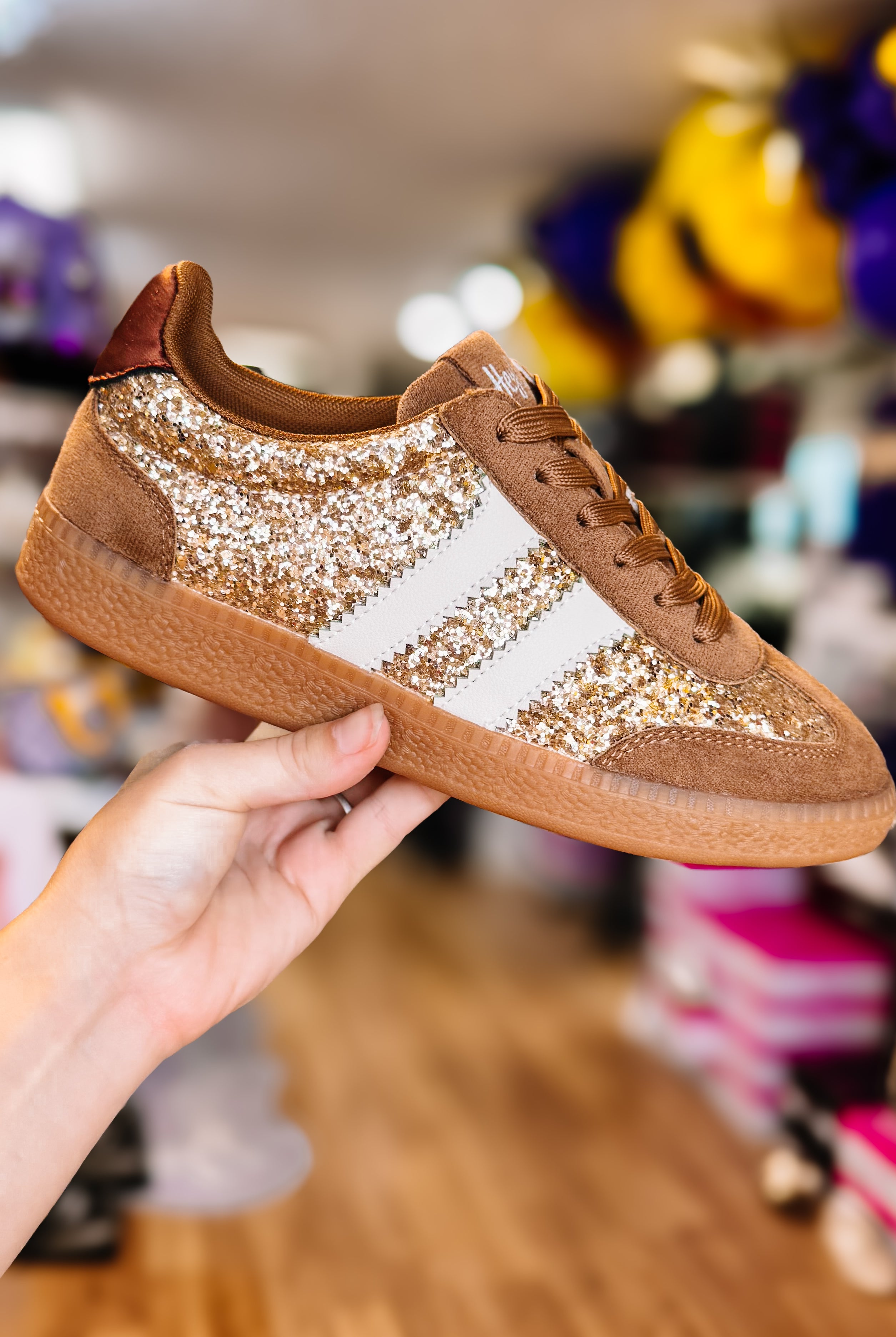 Heads Up Sneakers - Chestnut Glitter-Sneakers-Dear Me Southern Boutique, located in DeRidder, Louisiana