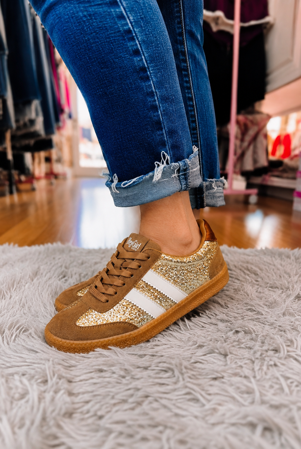 Heads Up Sneakers - Chestnut Glitter-Sneakers-Dear Me Southern Boutique, located in DeRidder, Louisiana