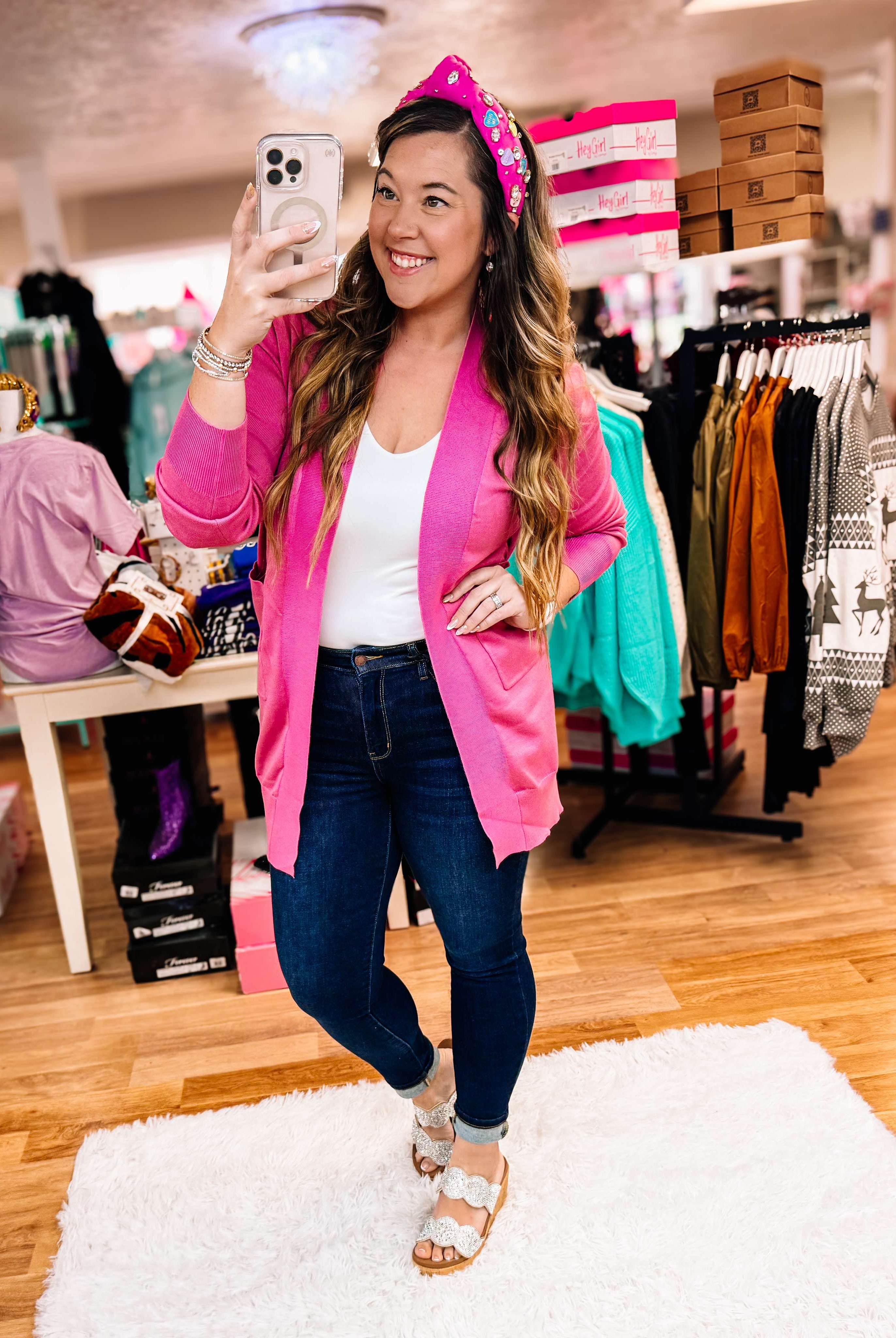 High Pocket Cardigan - Rose-Cardigans-Dear Me Southern Boutique, located in DeRidder, Louisiana