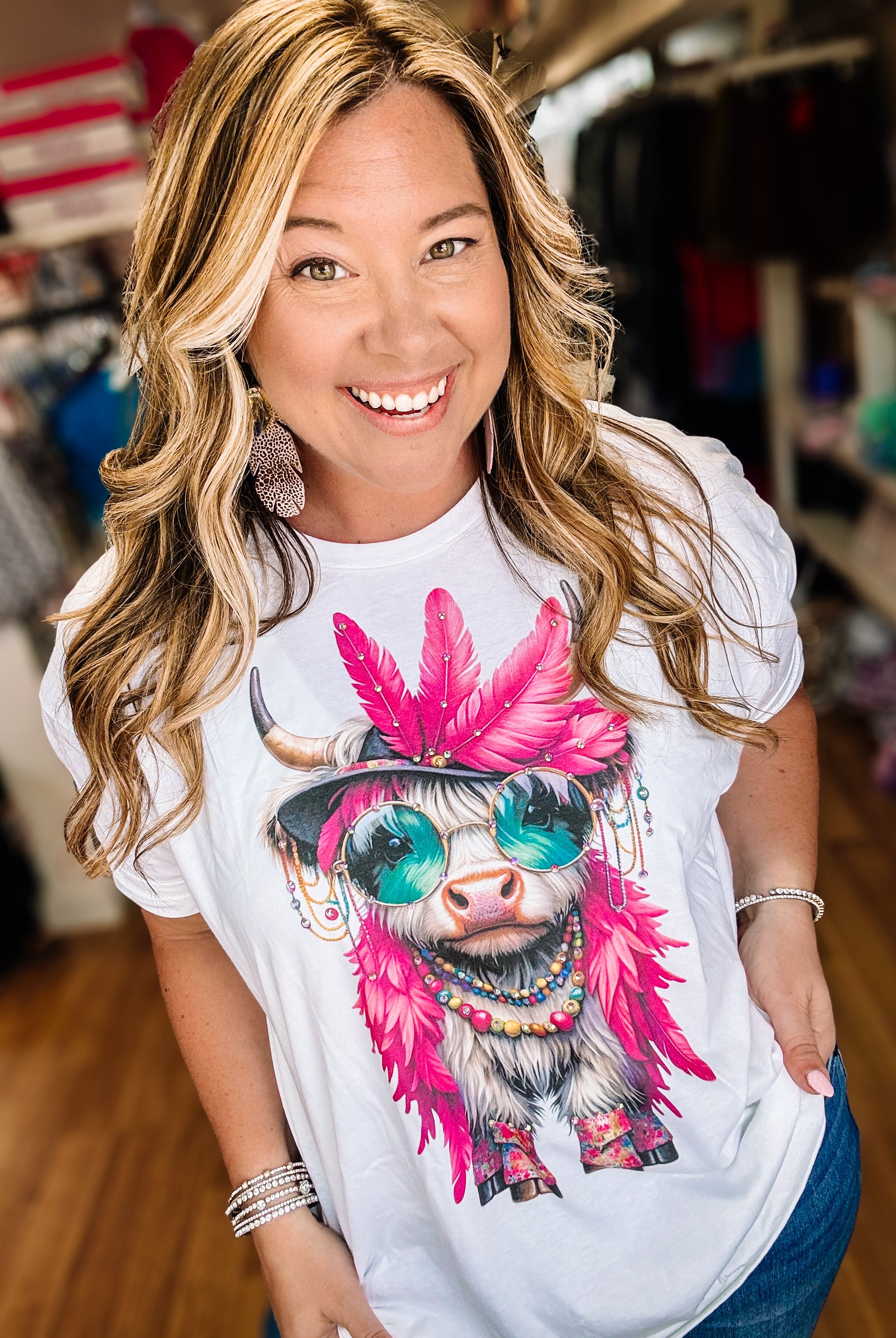 Hippie Heifer Bougie Rhinestone Tee-Dear Me Southern Boutique, located in DeRidder, Louisiana