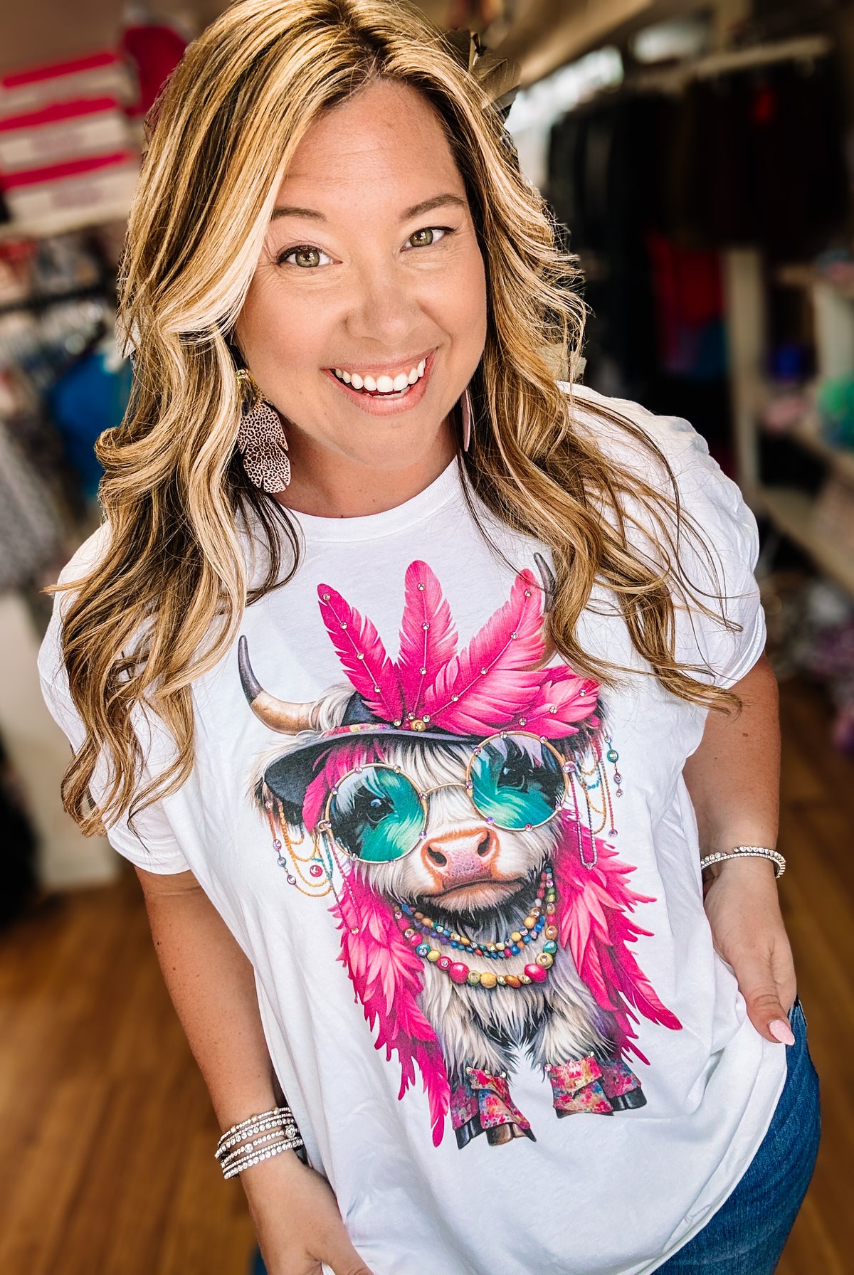 Hippie Heifer Bougie Rhinestone Tee-Presales-Dear Me Southern Boutique, located in DeRidder, Louisiana