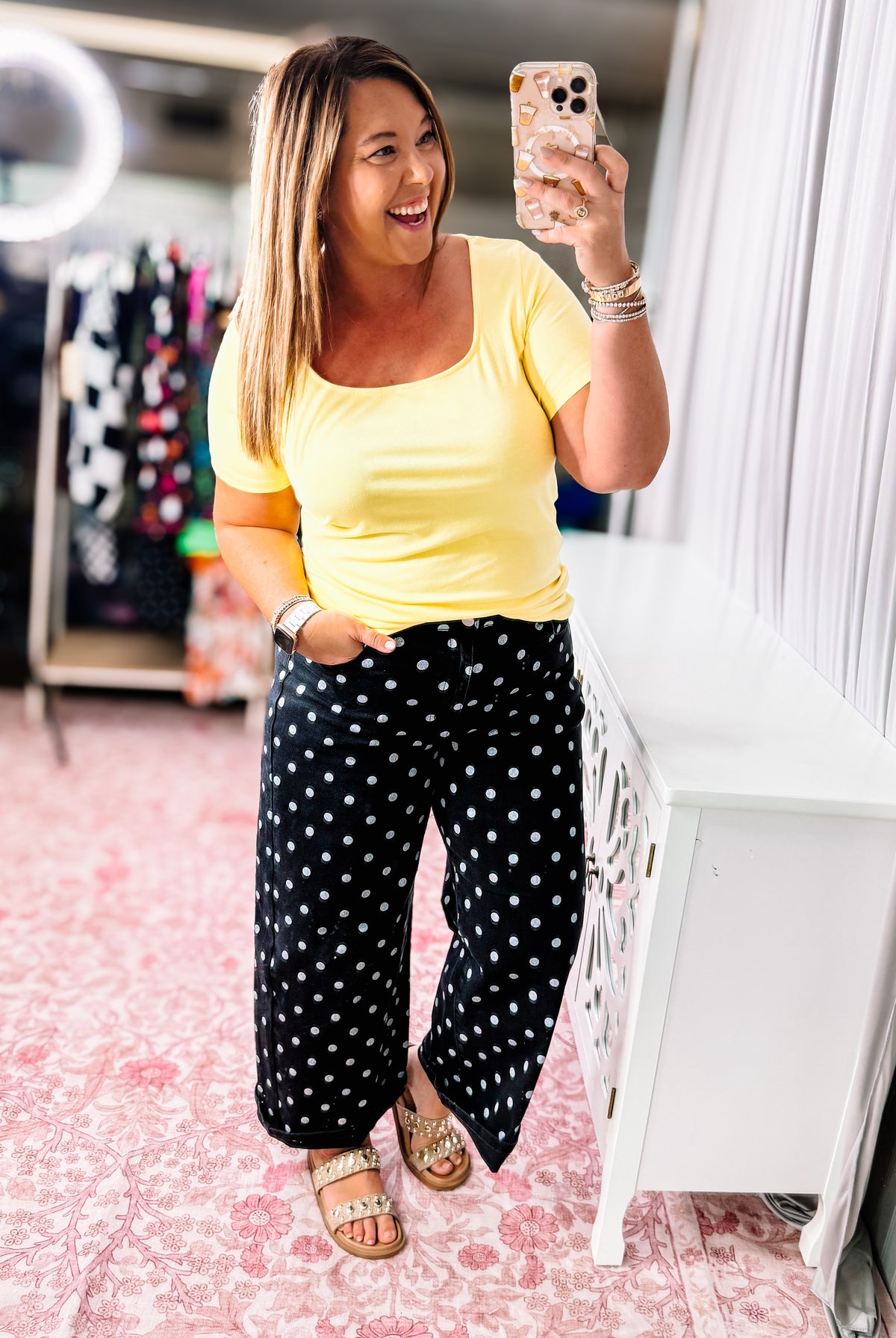 Hocus Pocus Black Polka Dot Jeans-Jeans-Dear Me Southern Boutique, located in DeRidder, Louisiana