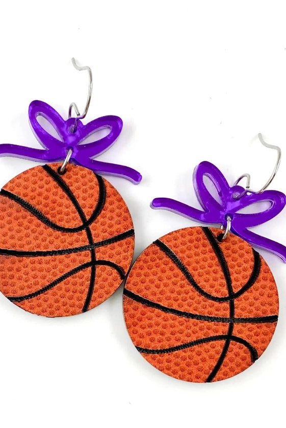 Hoops & Bows Earrings- Purple-Dear Me Southern Boutique, located in DeRidder, Louisiana