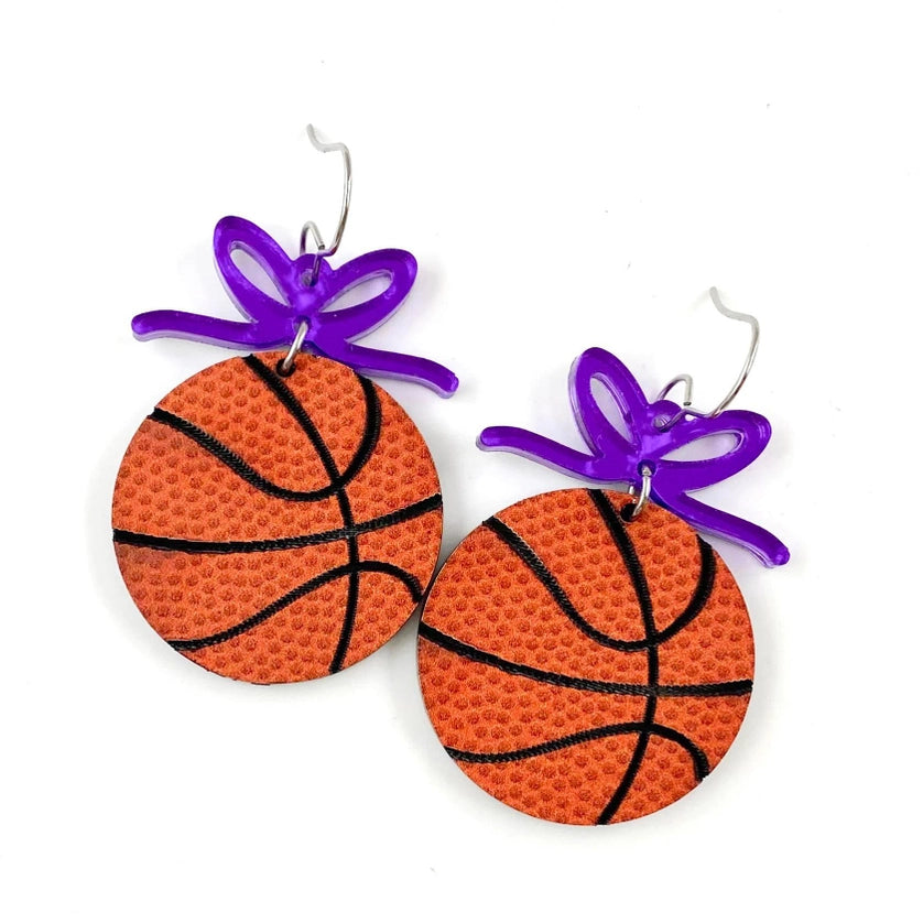 Hoops & Bows Earrings- Purple-Dear Me Southern Boutique, located in DeRidder, Louisiana