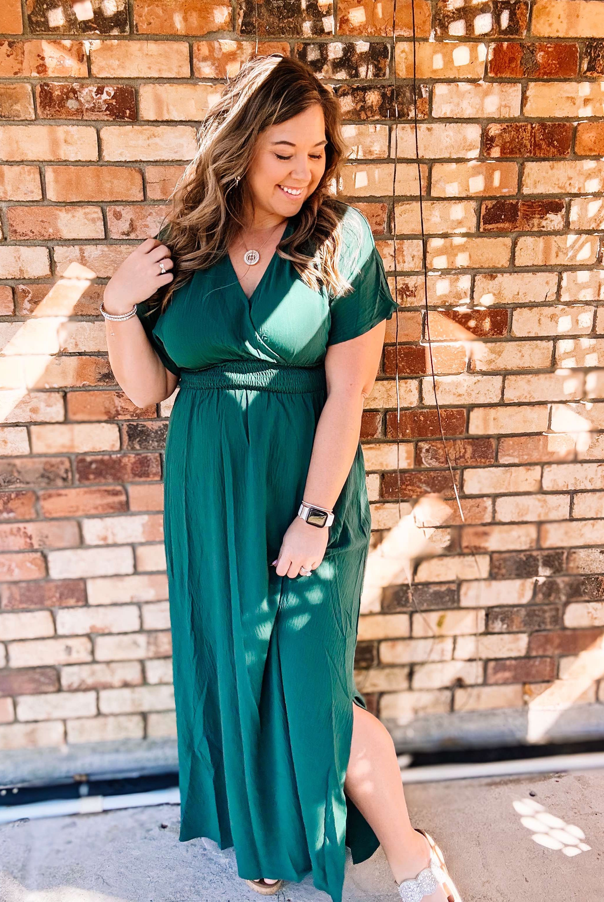 Hot Mom Summer Maxi Dress - Hunter Green-Maxi Dresses-Dear Me Southern Boutique, located in DeRidder, Louisiana