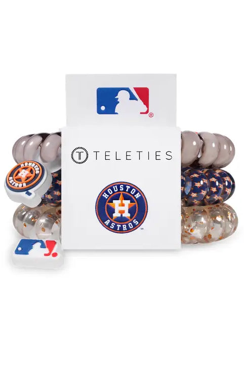 Houston Astros- Large Teleties-Mixed Hair Ties-Dear Me Southern Boutique, located in DeRidder, Louisiana