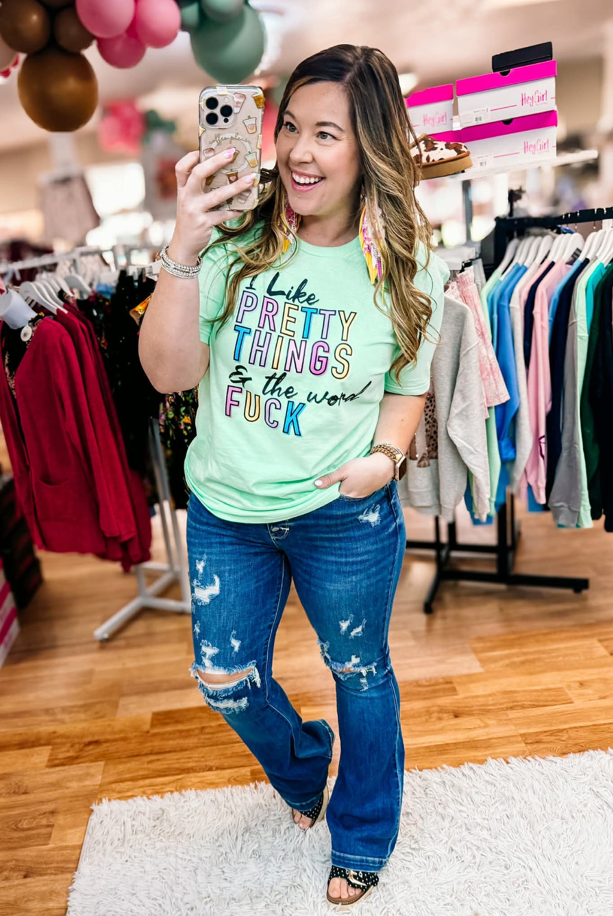 I Like Pretty Things Bold & Bright Tee-Presales-Dear Me Southern Boutique, located in DeRidder, Louisiana
