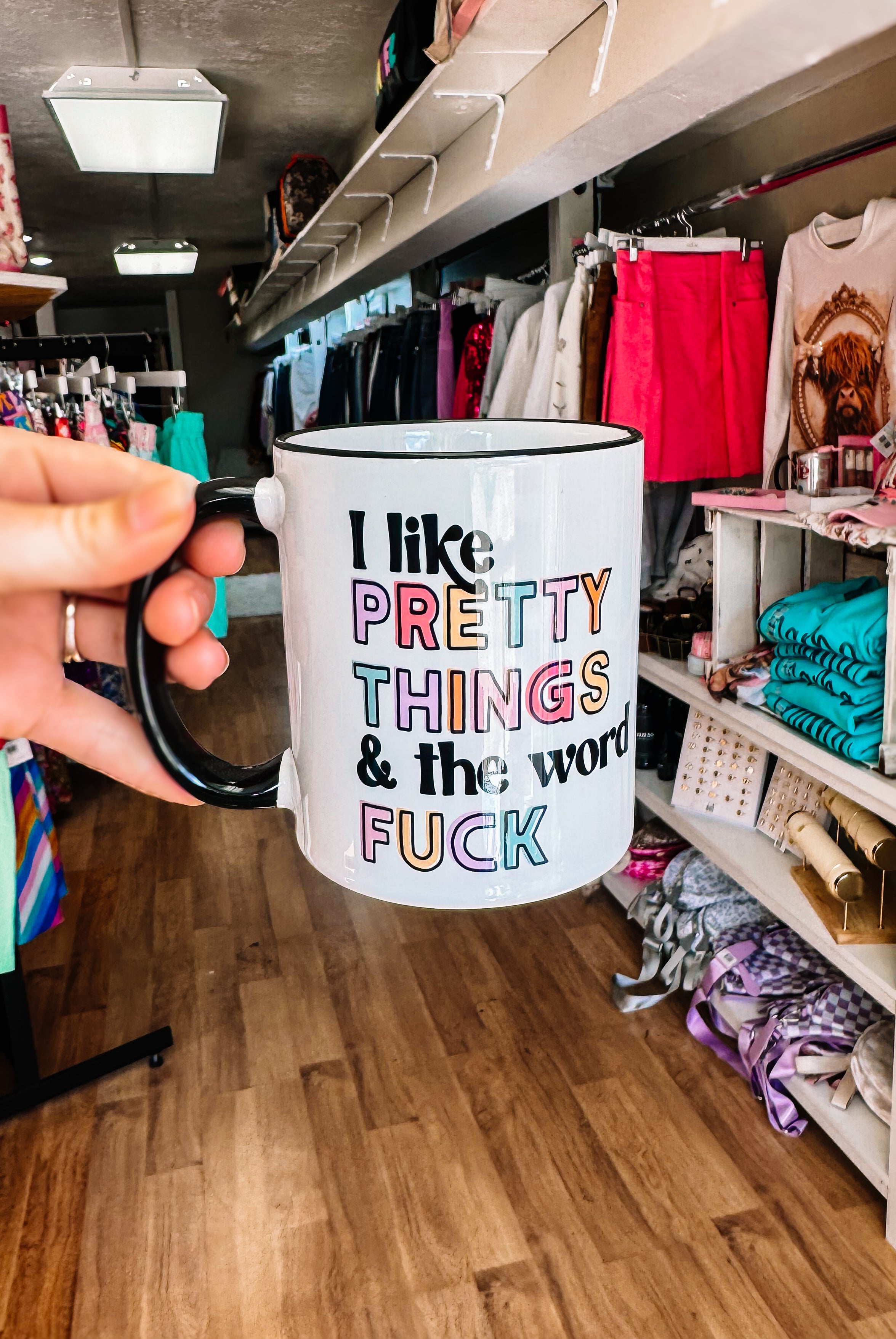 I Like Pretty Things Colorful Mug-Travel Mugs-Dear Me Southern Boutique, located in DeRidder, Louisiana