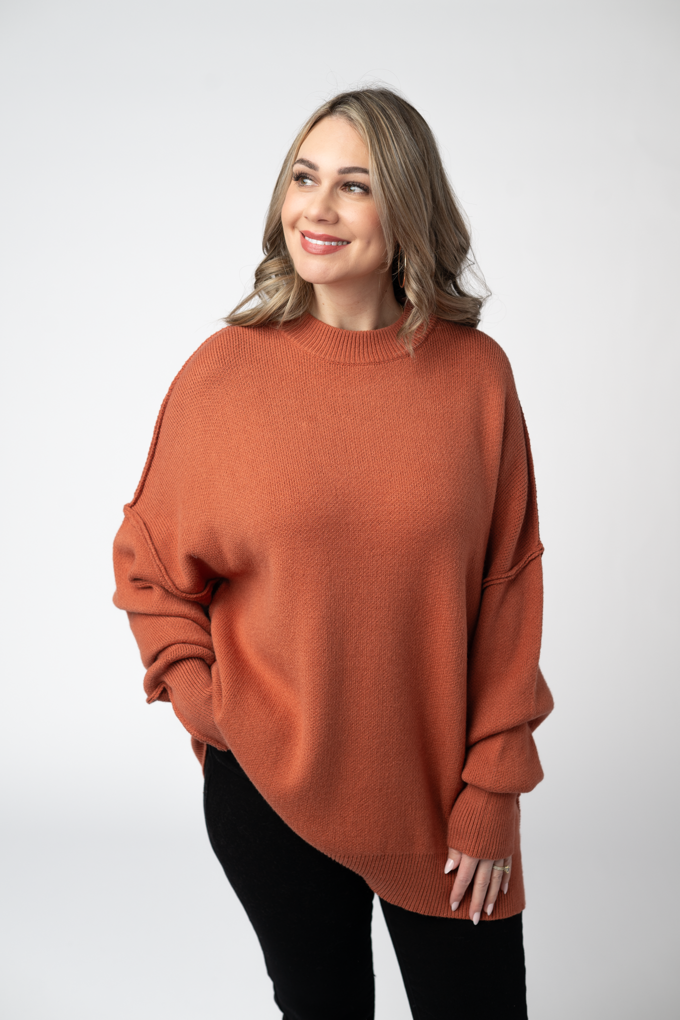 IN STOCK Aurora Cozy Sweater - Pumpkin Spice-Sweater-Dear Me Southern Boutique, located in DeRidder, Louisiana