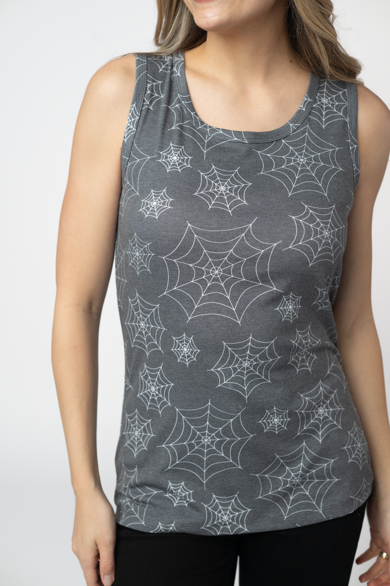 IN STOCK Ava Tank - Faded Black Webs-tank-Dear Me Southern Boutique, located in DeRidder, Louisiana