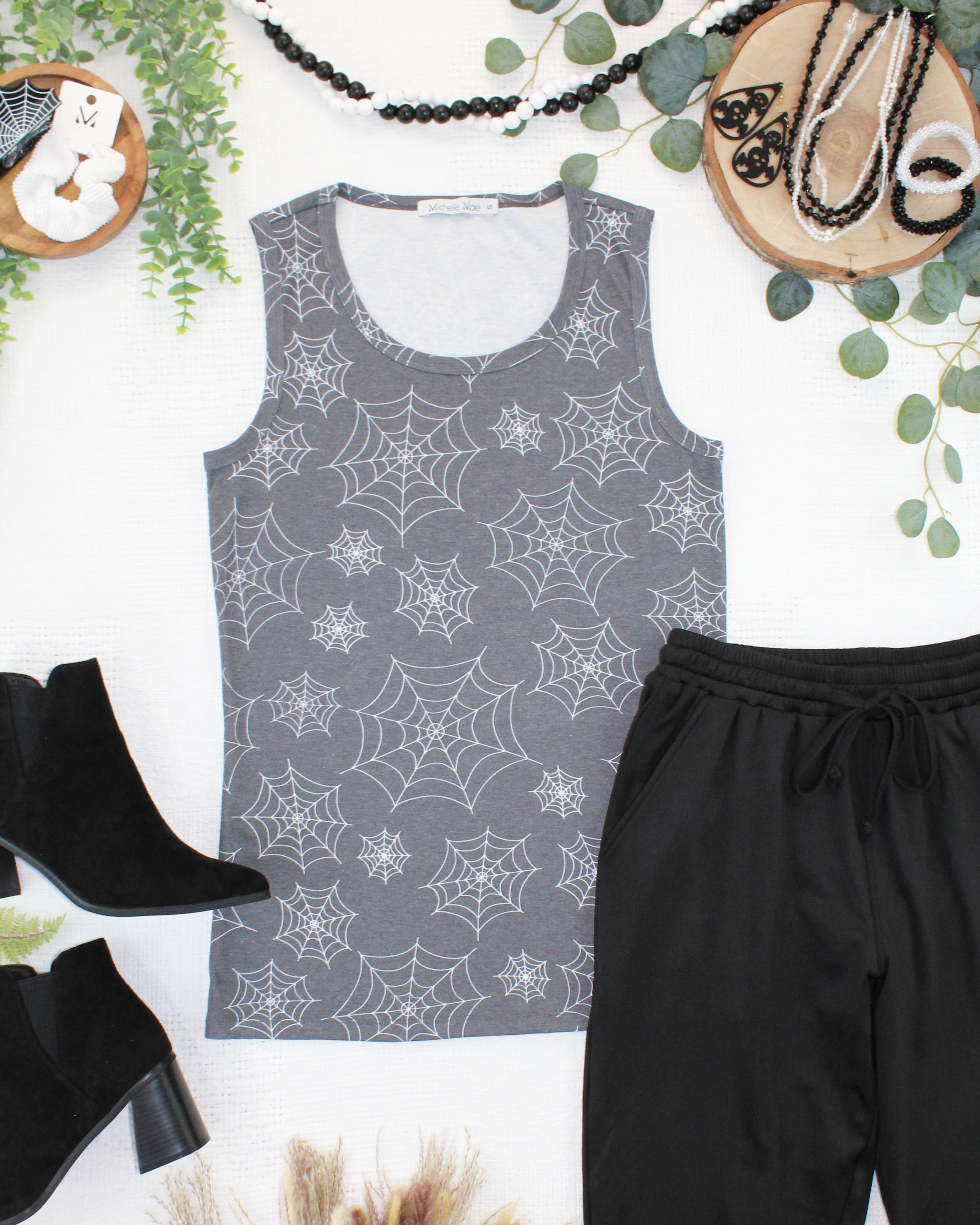 IN STOCK Ava Tank - Faded Black Webs-tank-Dear Me Southern Boutique, located in DeRidder, Louisiana