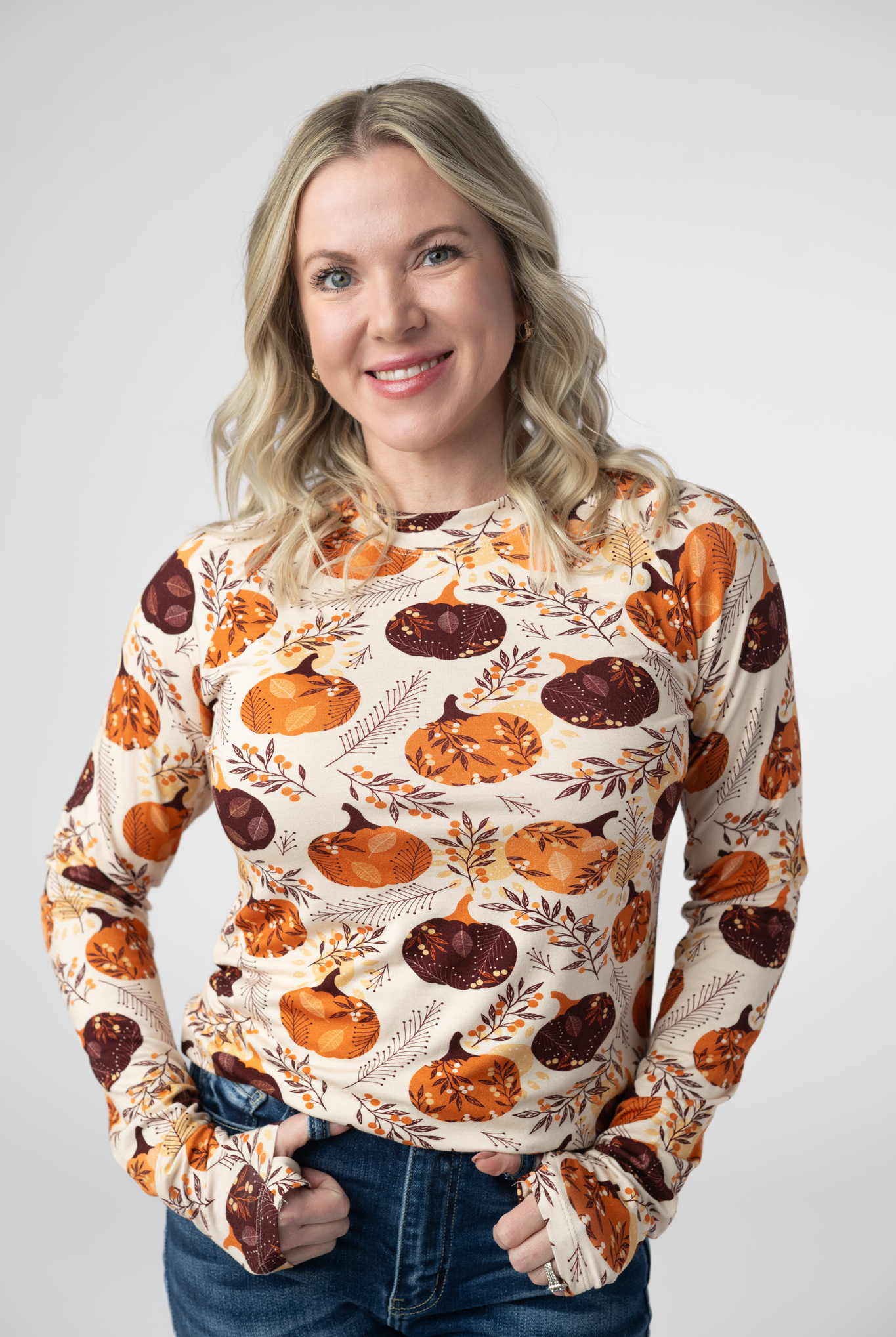 IN STOCK Blair Long Sleeve Top - Autumn Gourds-Tops-Dear Me Southern Boutique, located in DeRidder, Louisiana