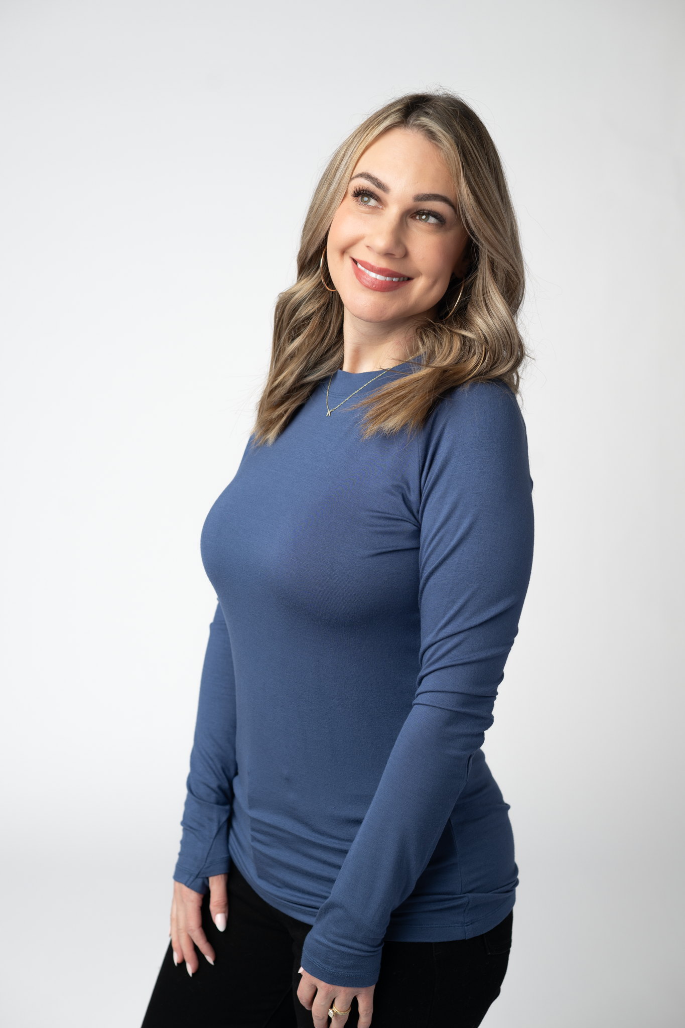 IN STOCK Blair Long Sleeve Top - Blue-Tops-Dear Me Southern Boutique, located in DeRidder, Louisiana